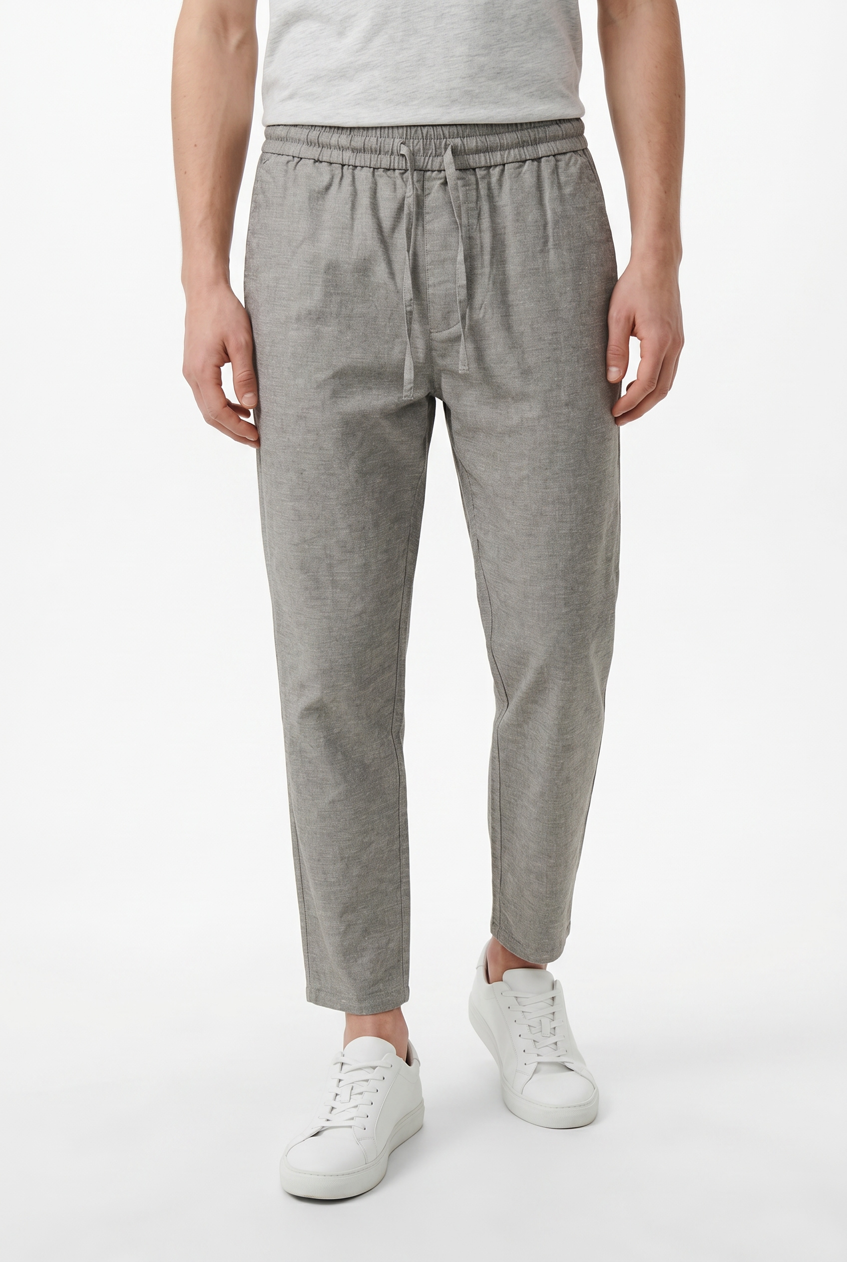 ONLY & SONS Schlupfhose "ONSLINUS CROP 0007 COT LIN PNT NOOS" Baumwolle mit Leinen, Gummizug und Kordel