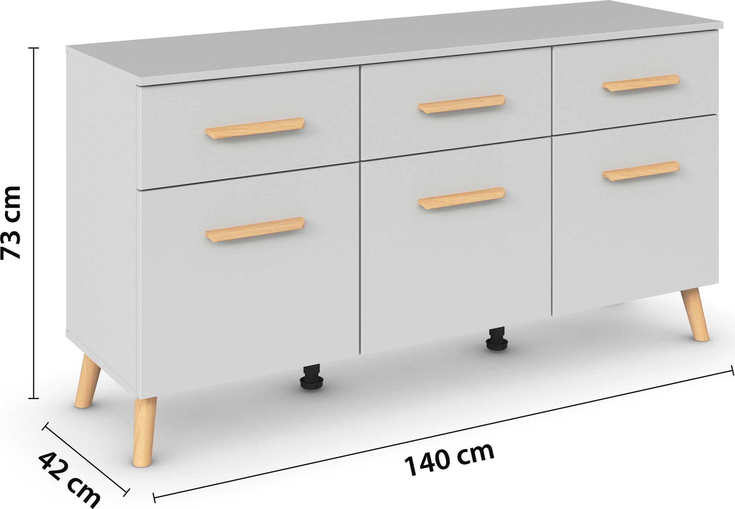 rauch Kombikommode »Skandi by Aditio«, mit Massivholzgriffen, 3 Schubladen mit Softclose-Funktion