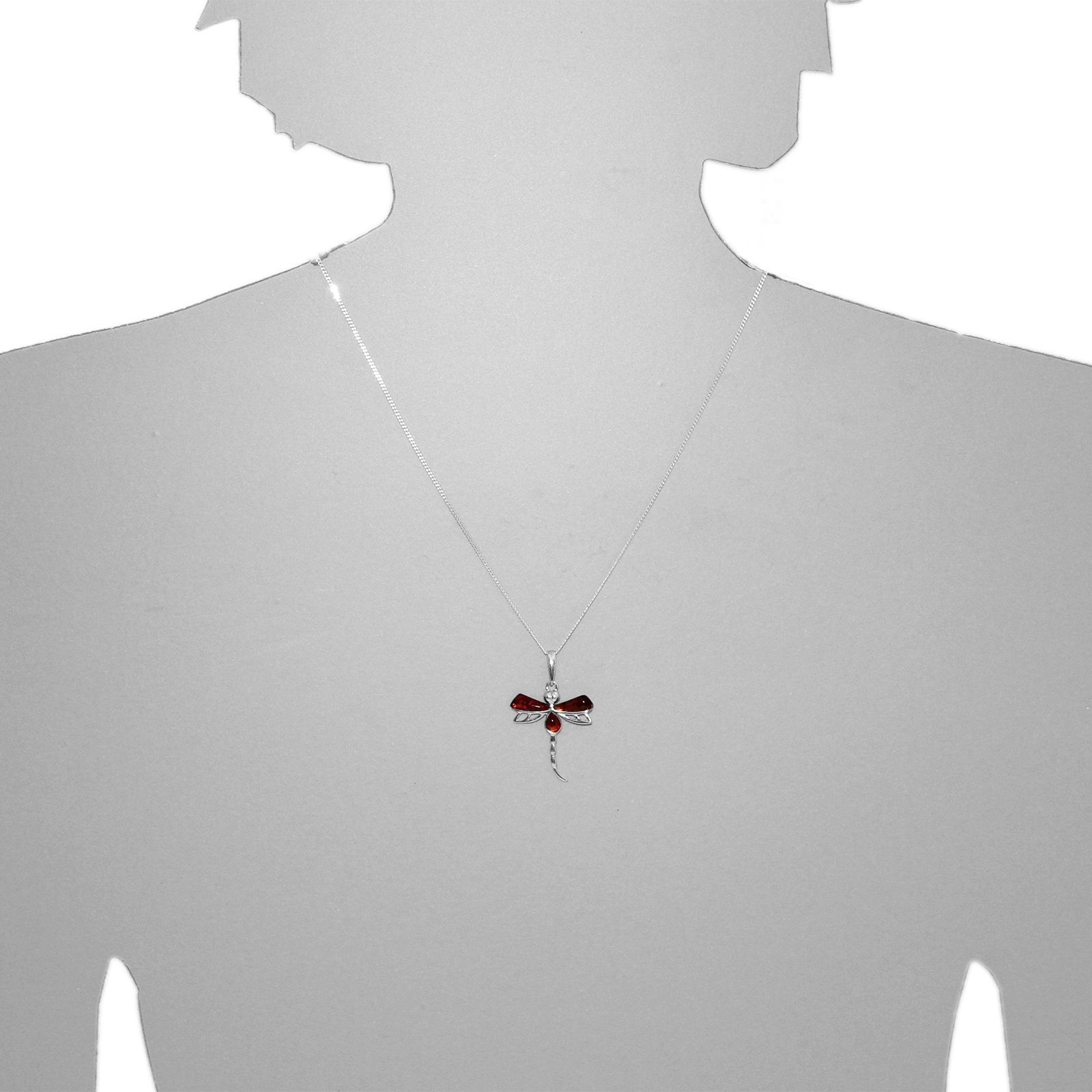 OSTSEE-SCHMUCK Kette mit Anhänger »- Libelle - Silber 925/000 - Bernstein«