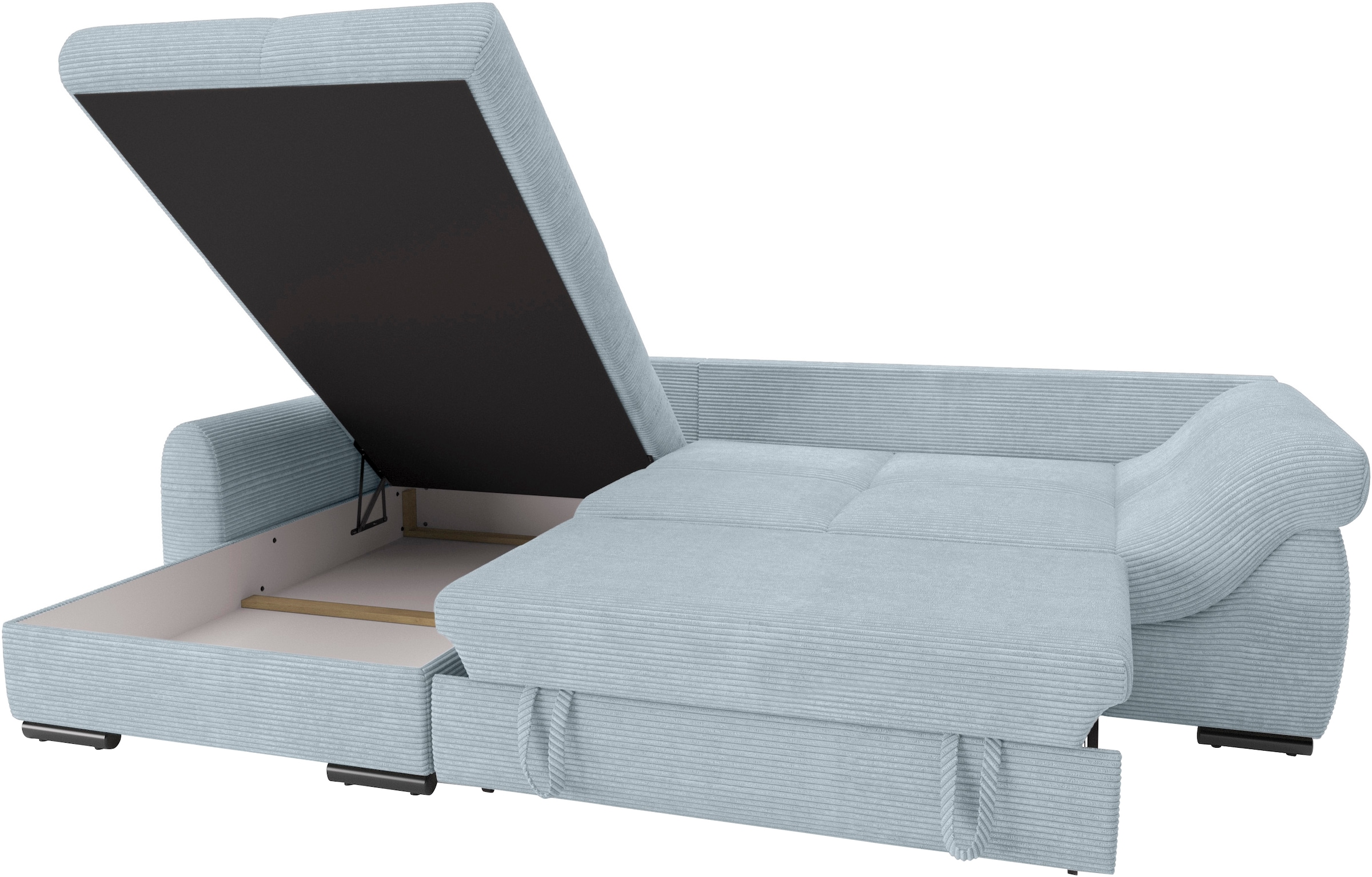 Mr. Couch Ecksofa »Livorno L-Form«, inkl. Hochschläfer-Bettauszug, XL-Bettkasten weiß beschichtet