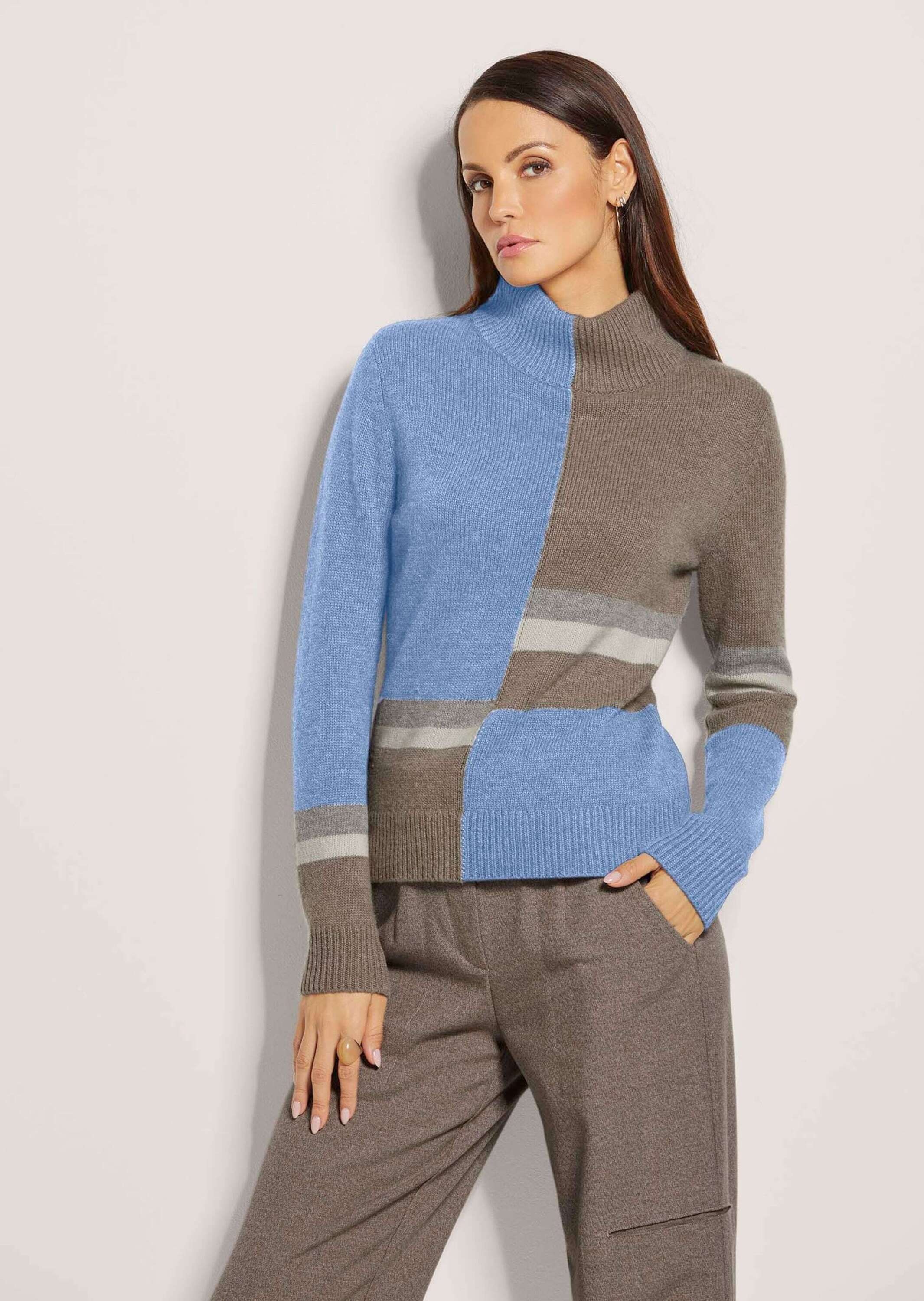 Thumbnail - MADELEINE Longpullover "Pullover Stehkragen-Pullover mit Intarsien"