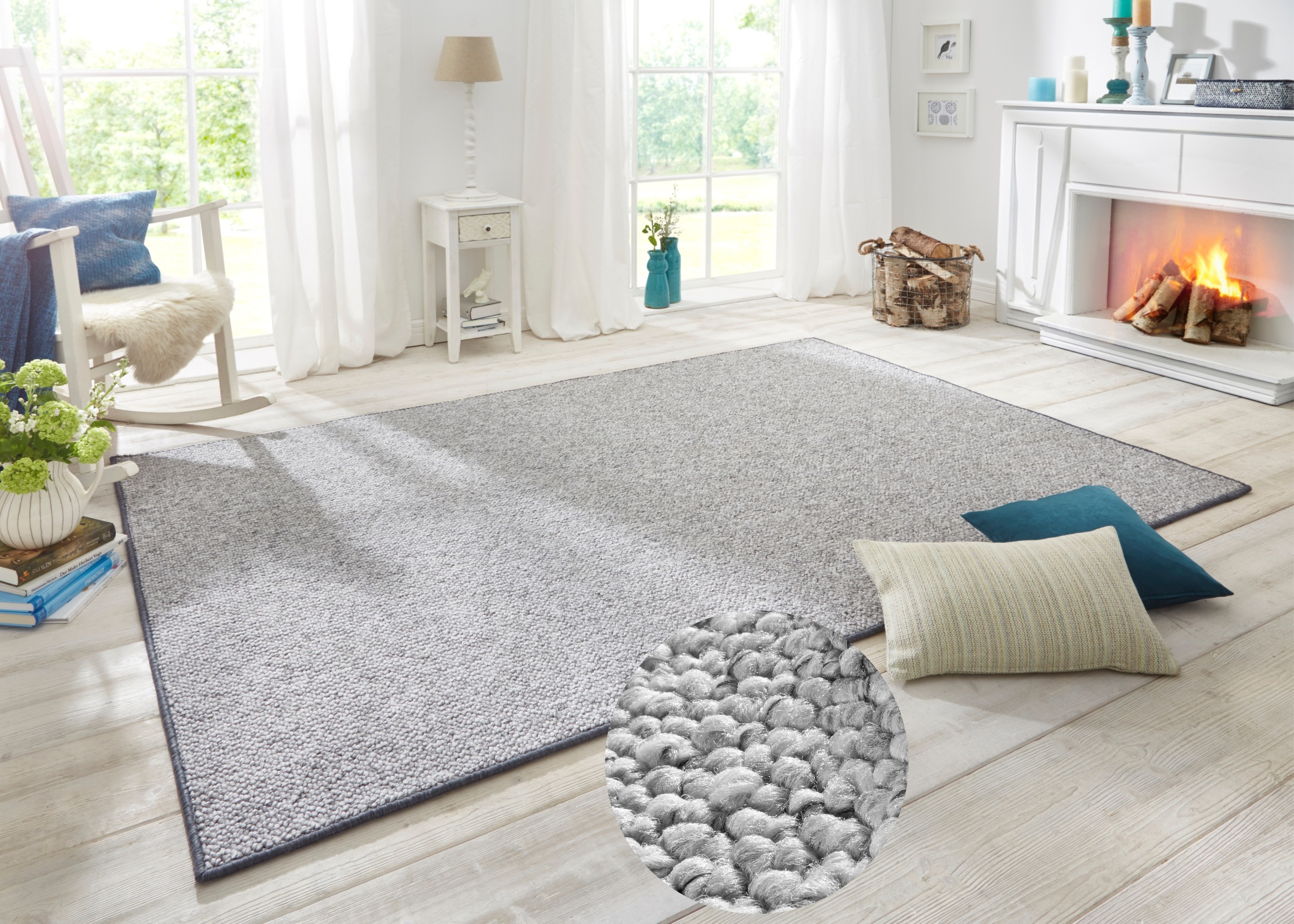 Teppich HANSE HOME "Wolly 2" Gr. 3, grau, B:140cm H:12mm L:200cm, Kunstfaser, Teppiche, Teppich, Flachgewebe, Läufer, Skandi, Woll-Optik, Esszimmer, Wohnzimmer, Flur
