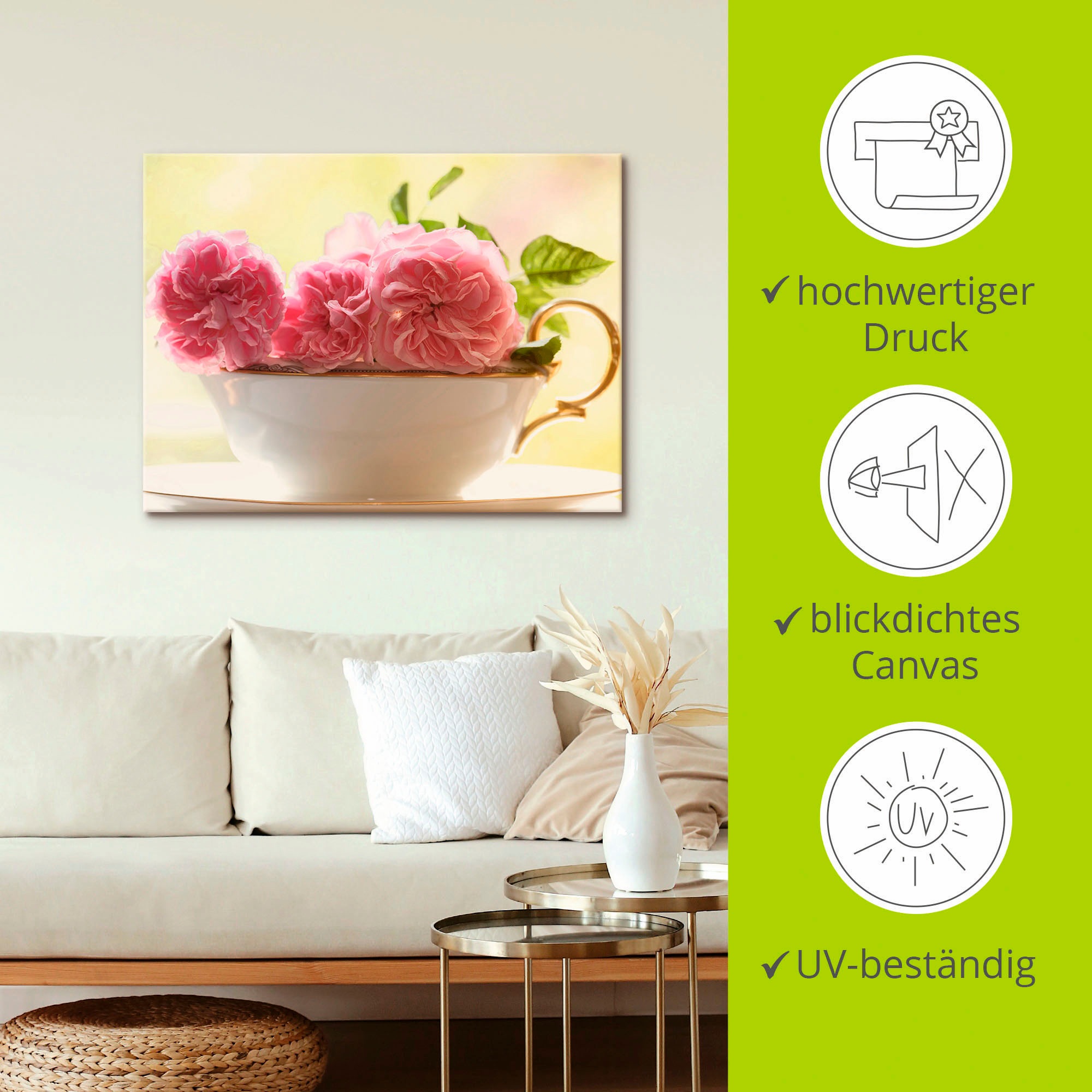 Artland Wandbild »Vintage Rosen«, Blumen, (1 St.), als Leinwandbild, Poster, Wandaufkleber in verschied. Größen