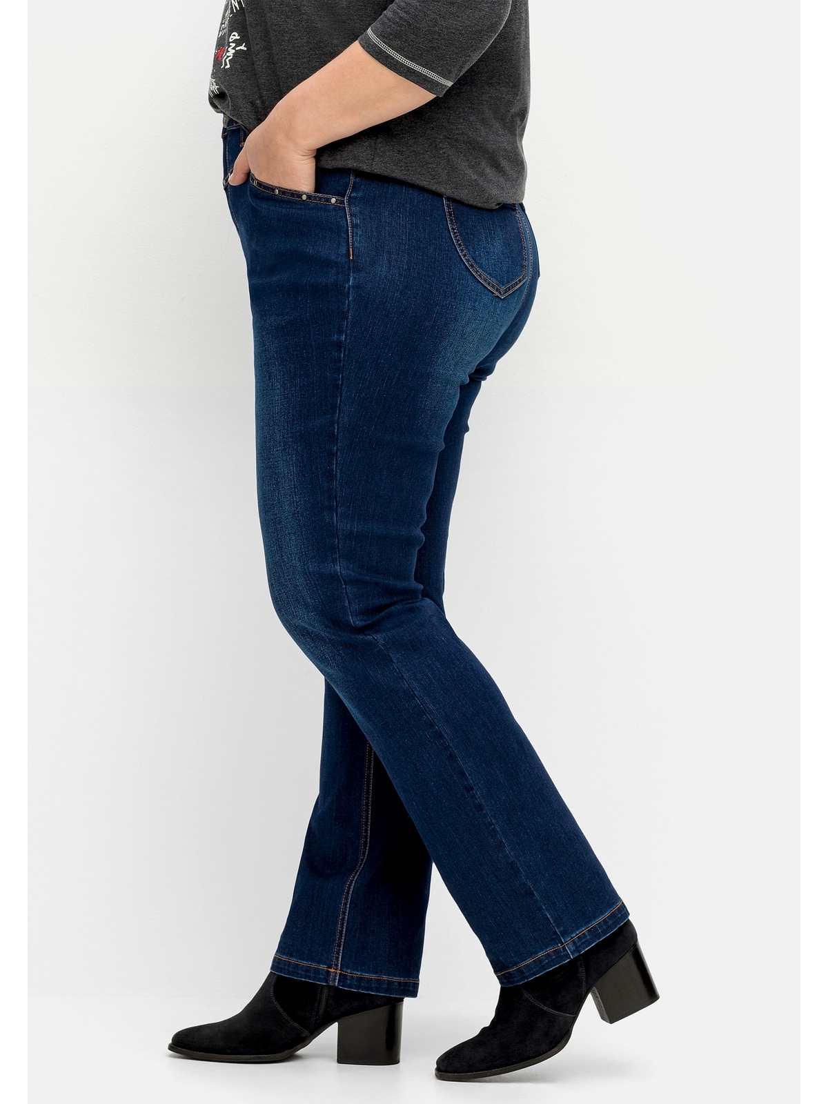 Sheego Stretch-Jeans »Große Größen«, mit Nieten an Bund und Taschen für  bestellen | BAUR