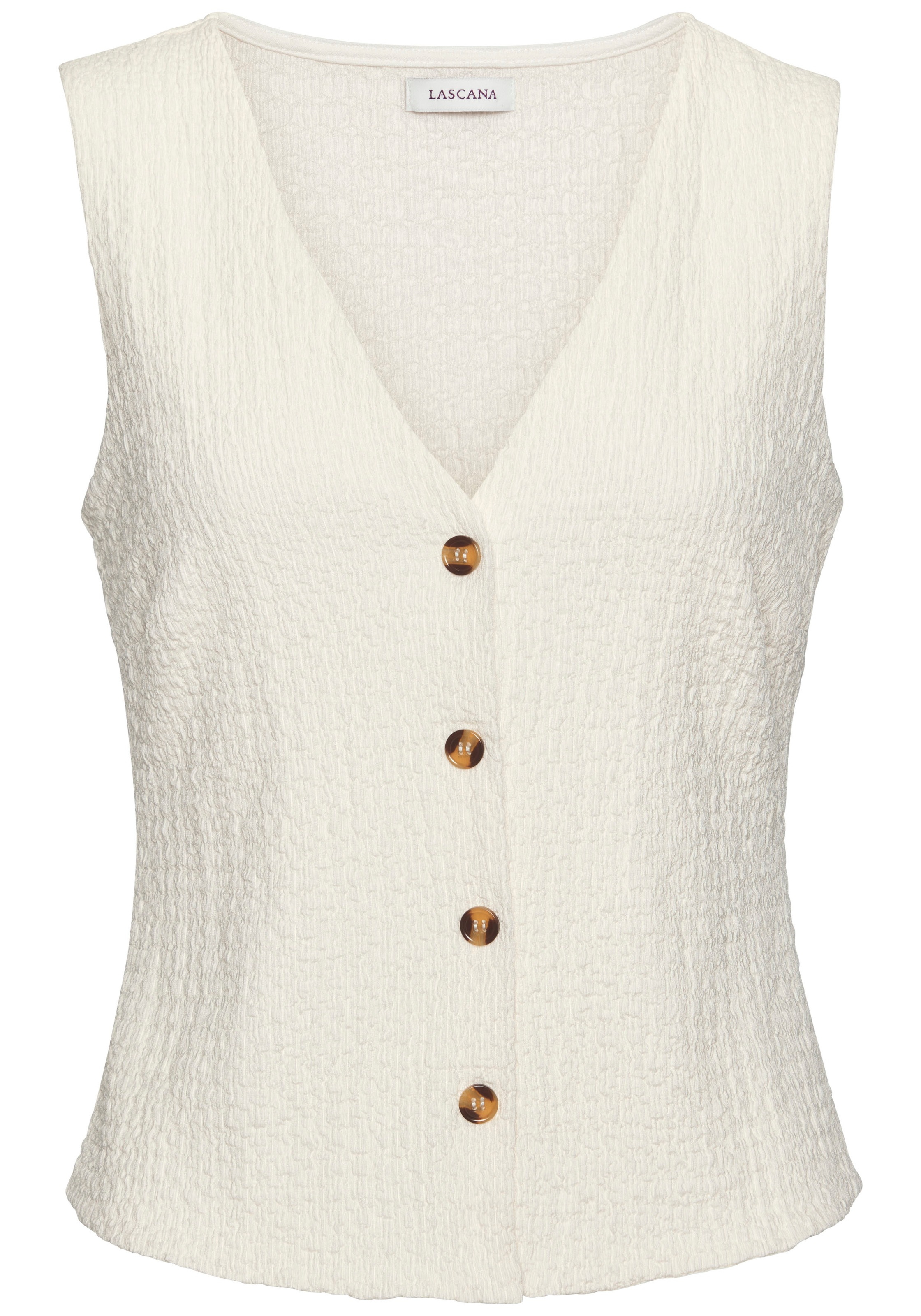 LASCANA Tanktop, mit V-Ausschnitt, Sommertop, modische Strukturware günstig online kaufen