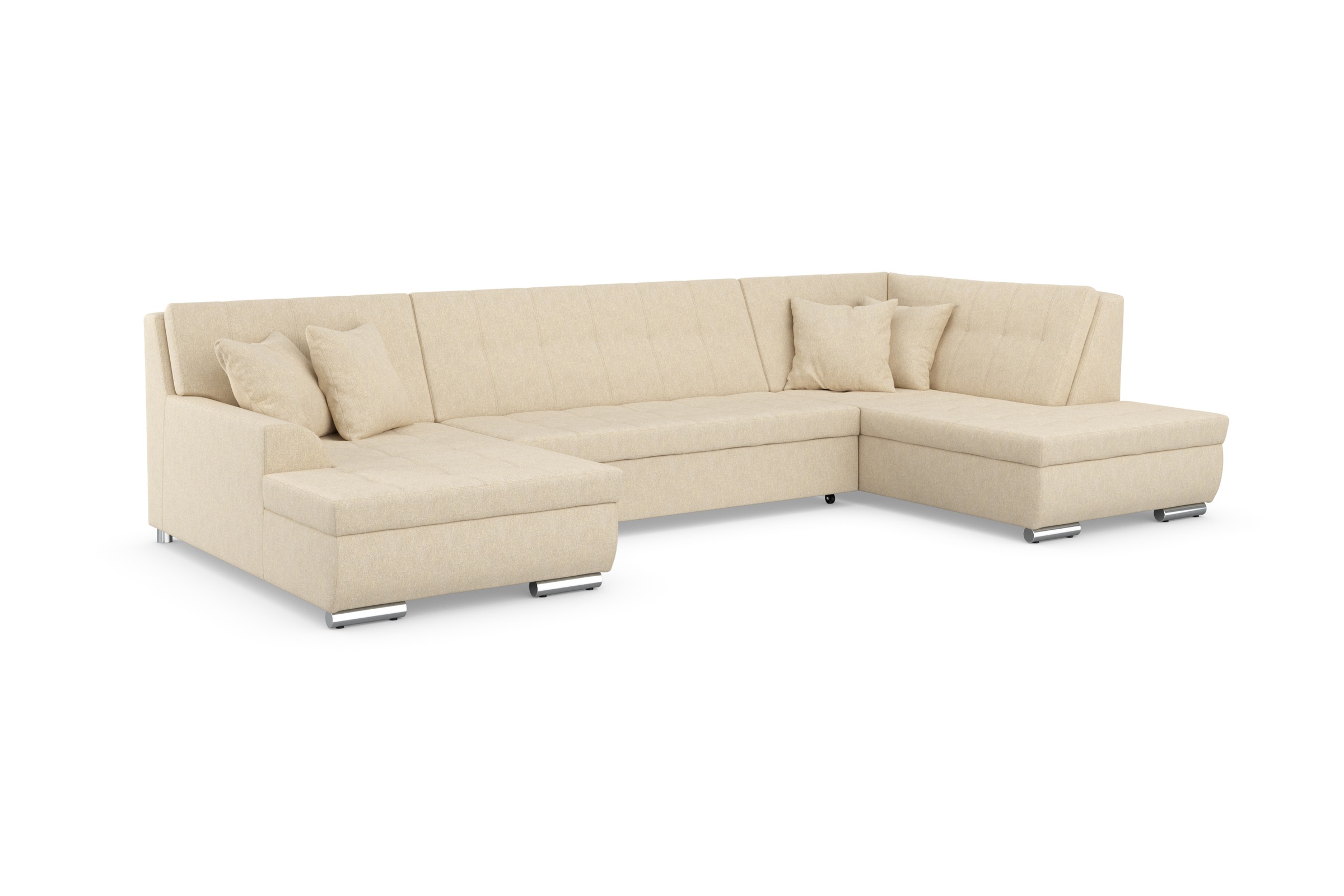 DOMO collection Wohnlandschaft »Treviso incl. Zierkissen, moderne Steppung, XXL: B/T/H: 364/201/83 cm«, wahlweise mit Bettfunktion, in vielen Bezugsarten auch in Cord U-Form