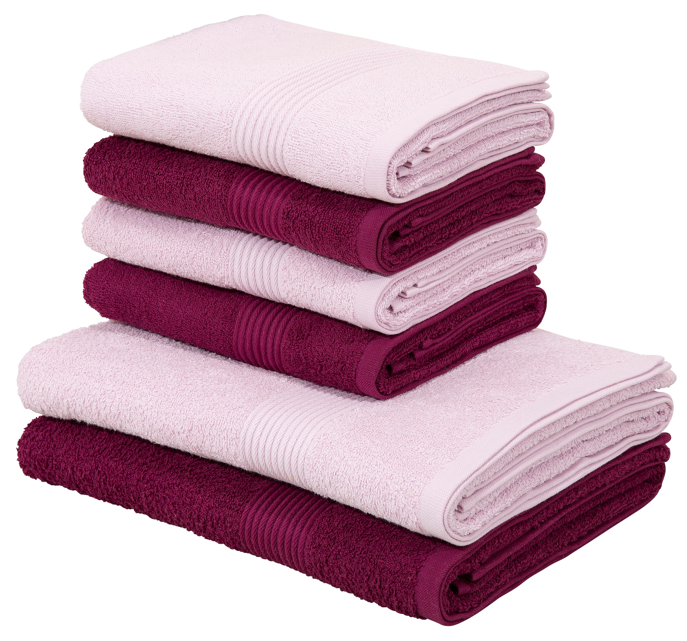 Handtuch Handtücher tlg., Handtuch-Set, Bordüre, aus »Anna«, home 6 my Baumwolle gestreifte kaufen Set 100% Set, | BAUR Walkfrottee,