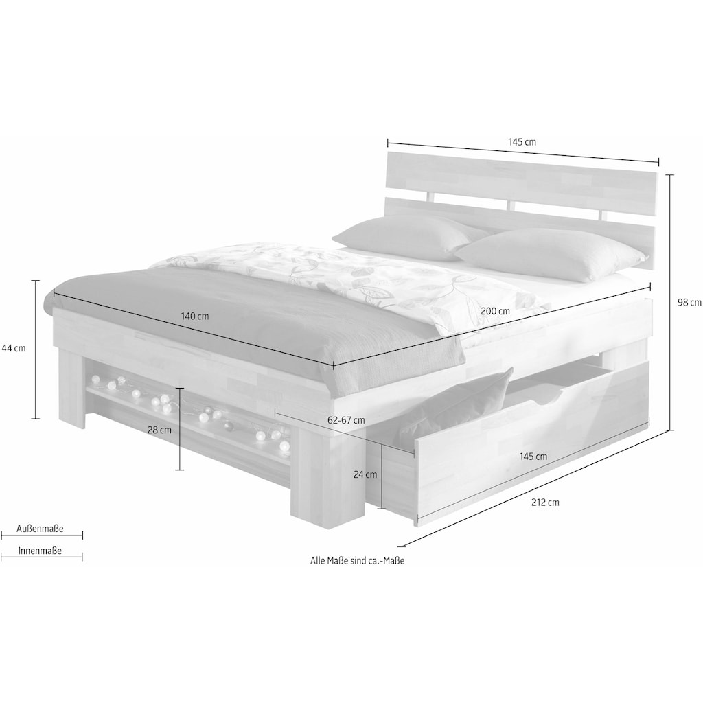 Home affaire Stauraumbett »Triest«, aus FSC-zertifizierter massive Buche
