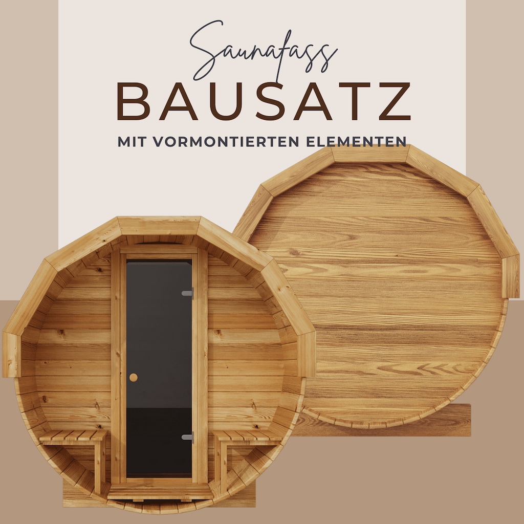 EDEN Holzmanufaktur Fasssauna »Bausatz, Teile vormontiert Fichte Remmers Lasur«, (Set)