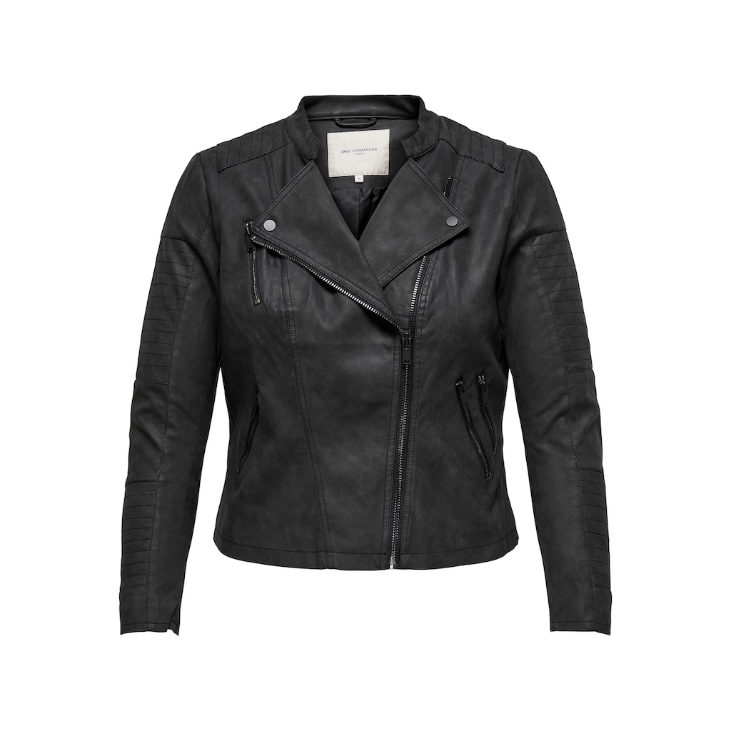 ONLY CARMAKOMA Lederimitatjacke »Avana«, mit Biker-Details