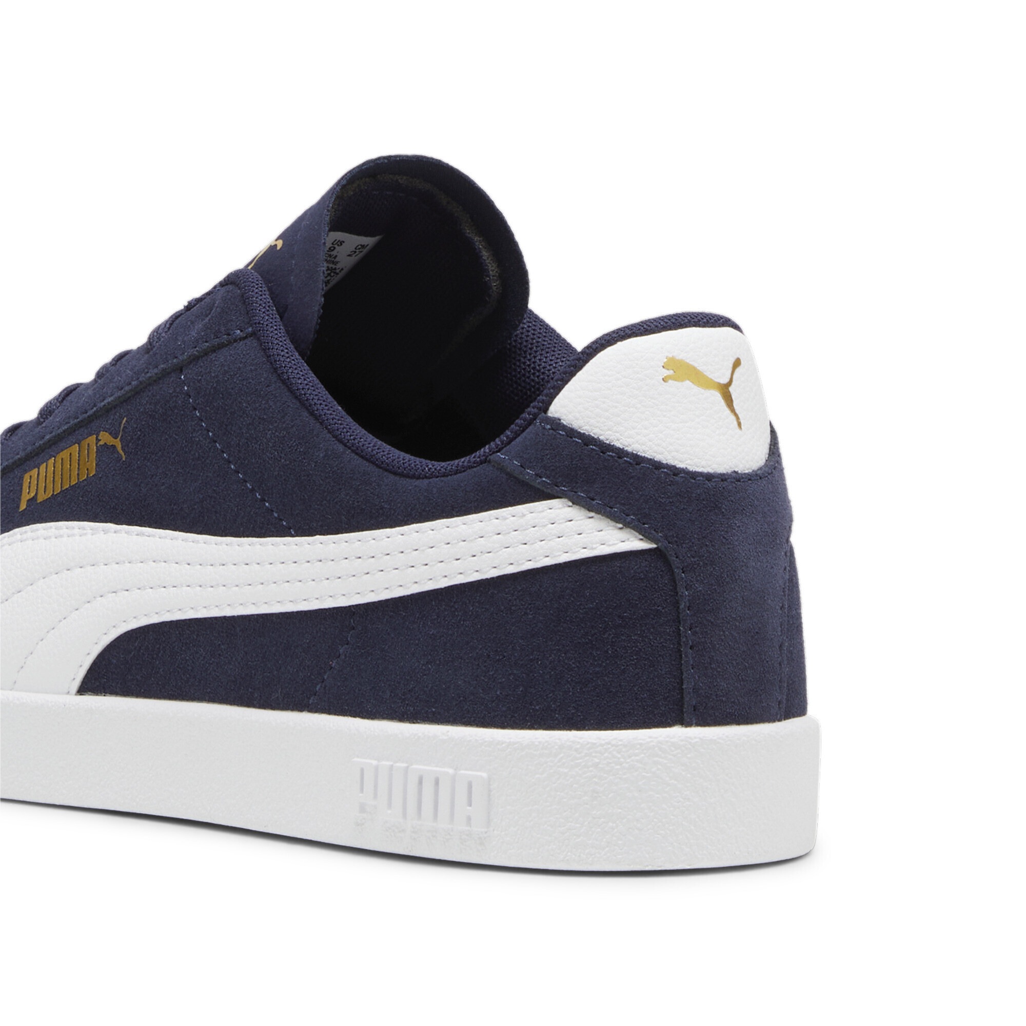 Sneaker PUMA "CLUB II", Damen, Gr. 40, blau (puma navy, puma weiß, puma gold), Leder, unifarben, Schuhe Sneaker, aus Leder, mit Schnürverschluss, mit profiliertem Laufsohlenprofil 3