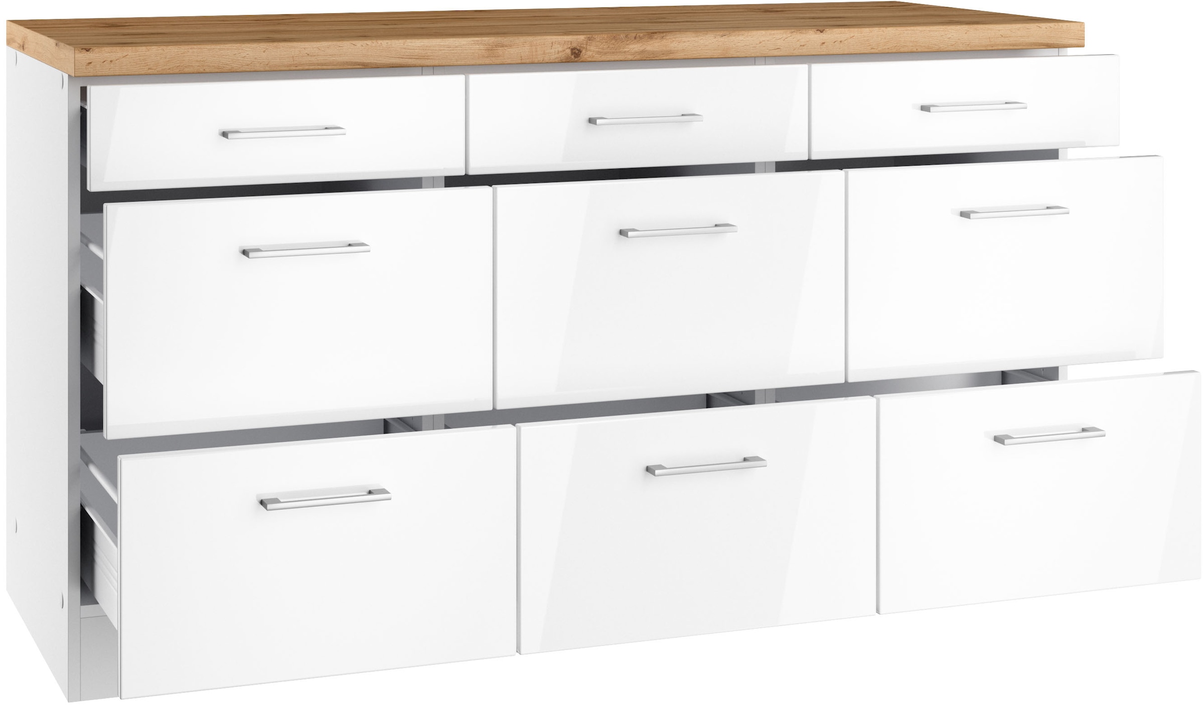 KOCHSTATION Unterschrank »KS-Milan« Auszugschrank 150 cm, matte oder hochglänzende Fronten
