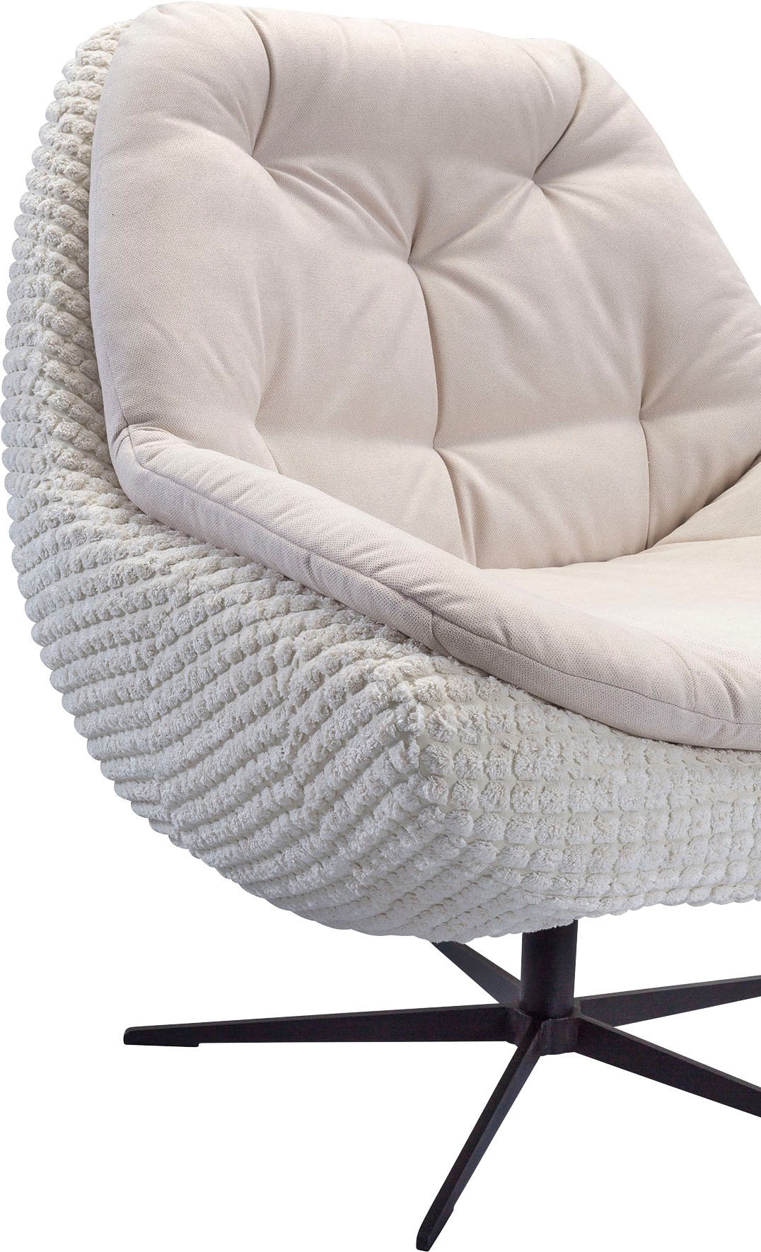 exxpo - sofa fashion Drehsessel »Dim, Loungesessel im Materialmix, Design und Komfort, Solitärmöbel«, Drehsessel bequem gepolstert mit elegantem Metall-Sternfuss