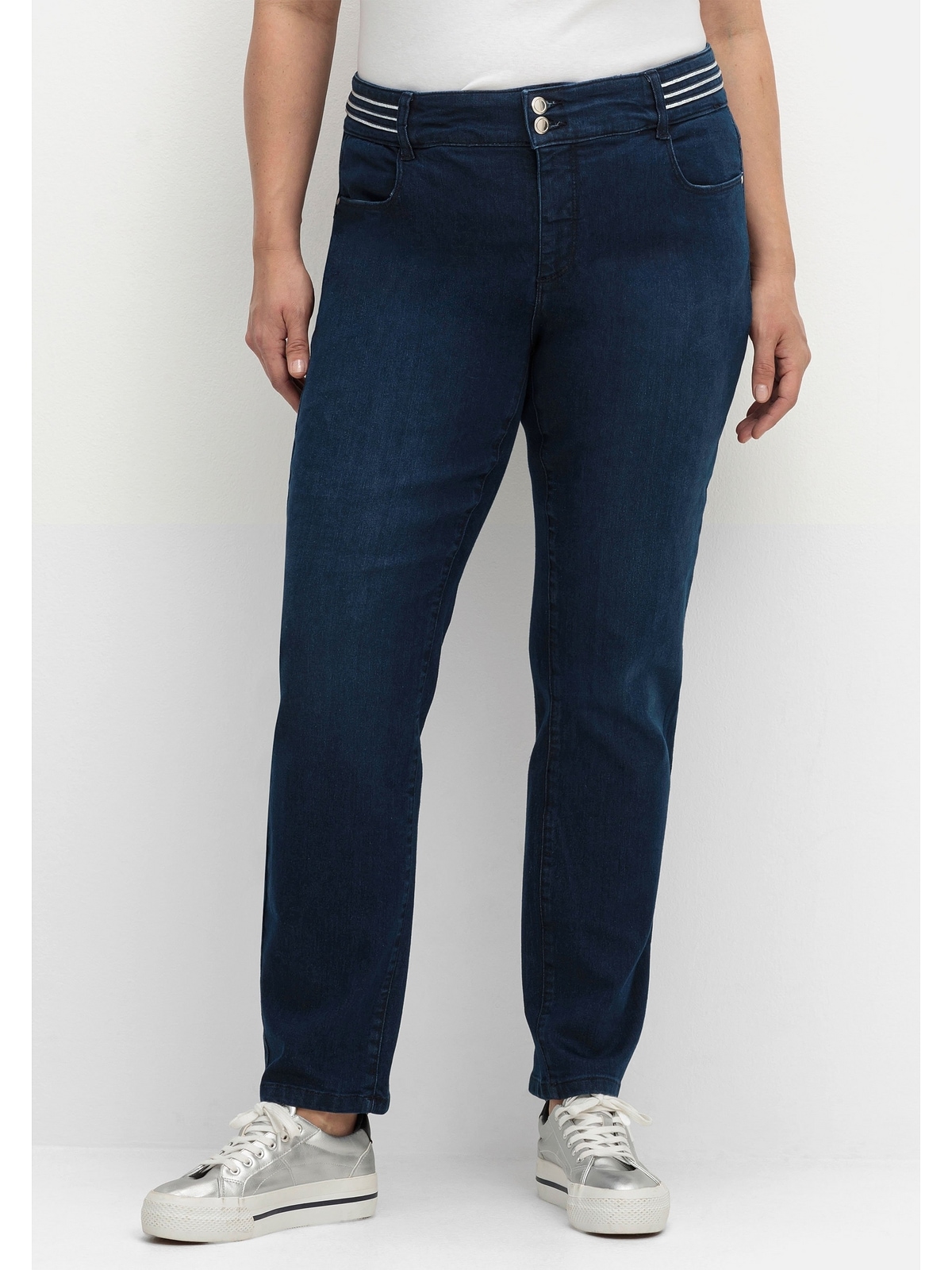 Sheego Stretch-Jeans »Große Größen«, mit Glitzer-Zierband am Bund