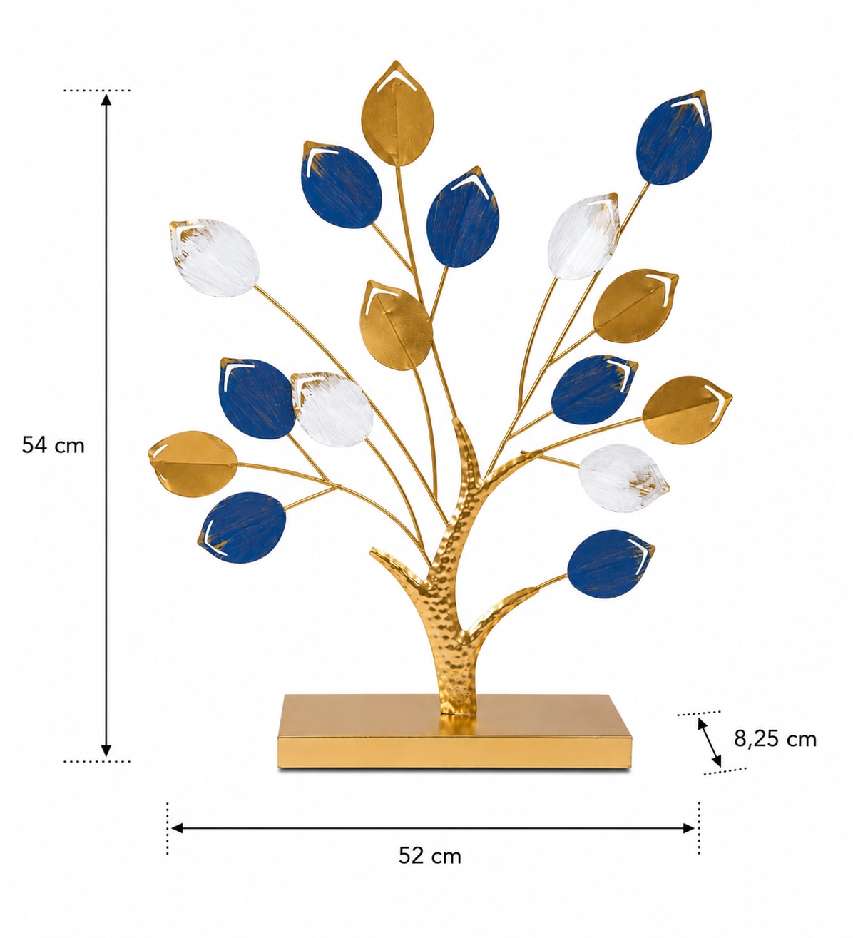 OTTO home Wanddekoobjekt »Tischdeko Baum, Blätter goldfarben, weiß-blau« großes Dekoobjekt aus Metall, ca.52x54cm