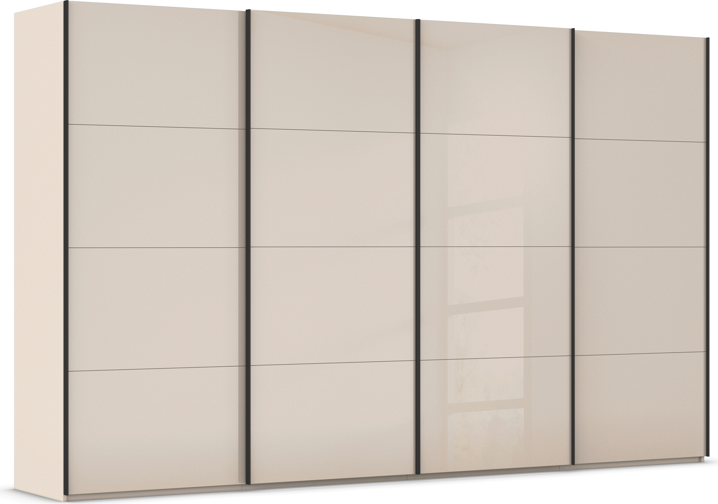 rauch Schwebetürenschrank "Kleiderschrank Schrank Garderobe Schlafzimmerschrank SCALE-FYRA" edle viergeteilte Türen mit Glas-Front viele Farben MADE IN GERMANY