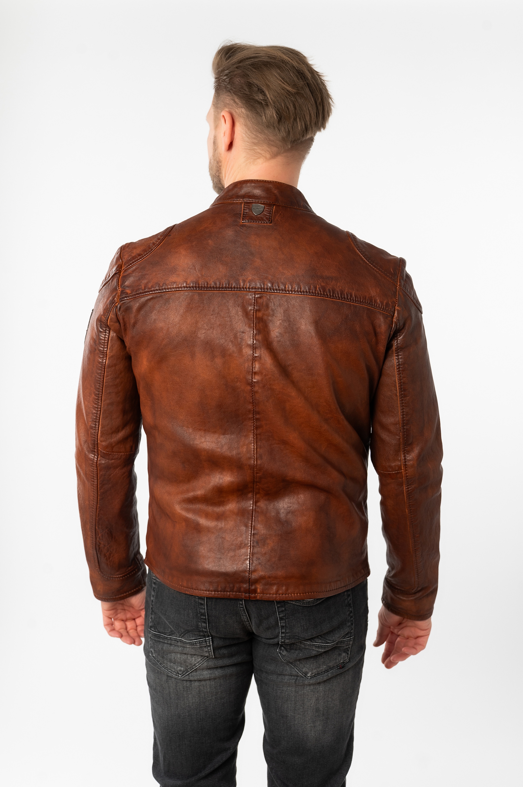 Mauritius Lederjacke »MMKendrik«, mit Patches, Stehkragen
