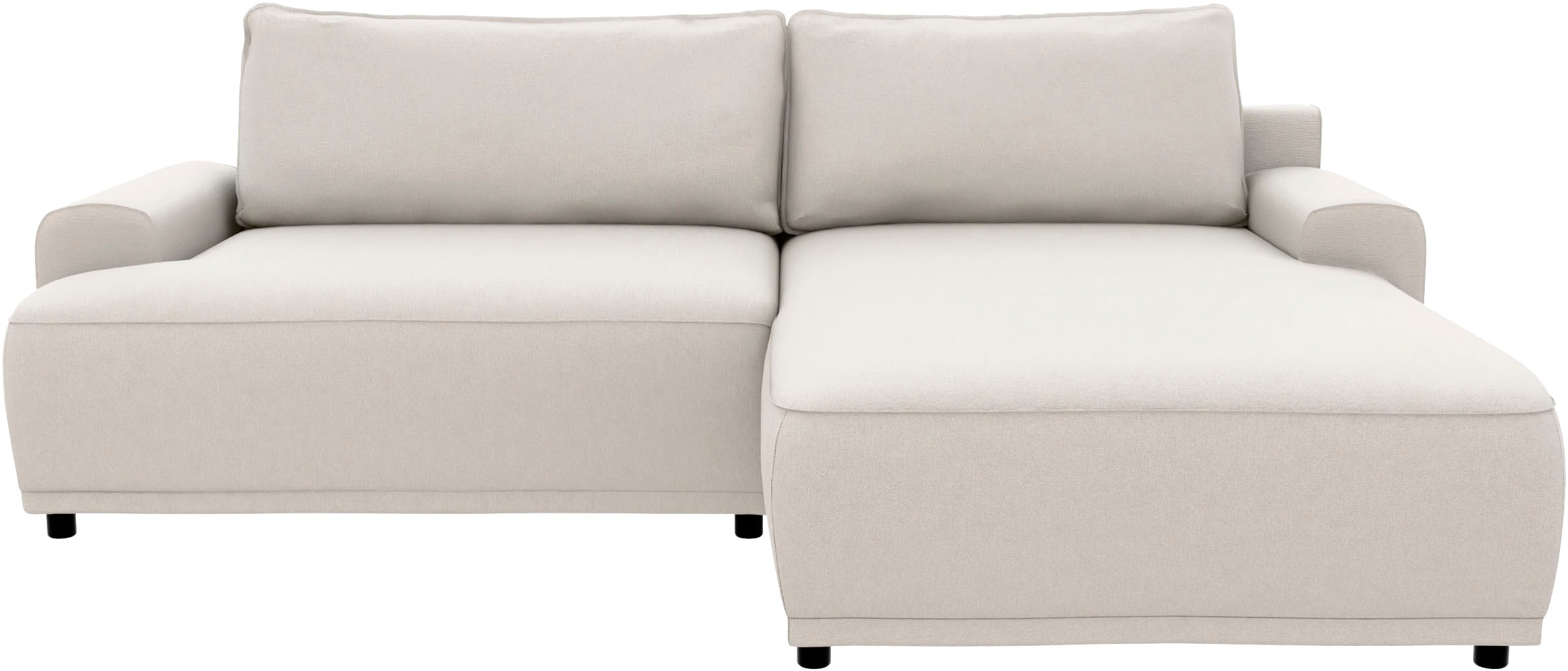 TRENDMANUFAKTUR Ecksofa »Fordon, Schlafsofa mit Bettkasten, Couch in L-Form, Breite 250 cm«, in Struktur LUMOS, 3D-Effekt, sandgrau, Recamiere rechts