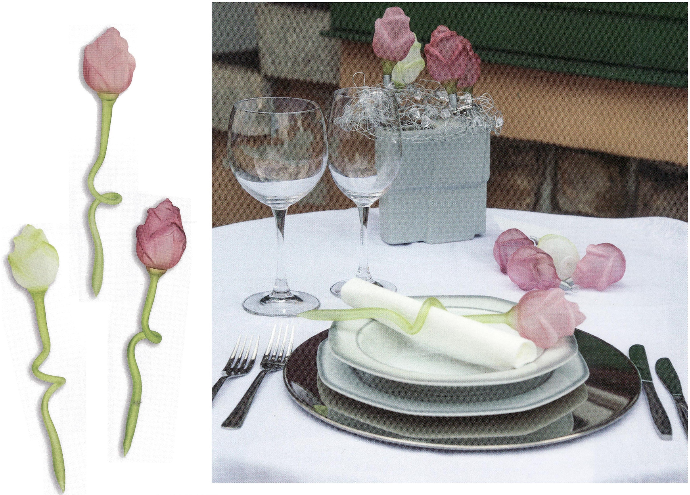 | Thüringer Glasdesign BAUR Serviettenring, Glasblume Rose«, »rosa Glas-Rose und handdekorierte Tischdeko, mundgeblasene