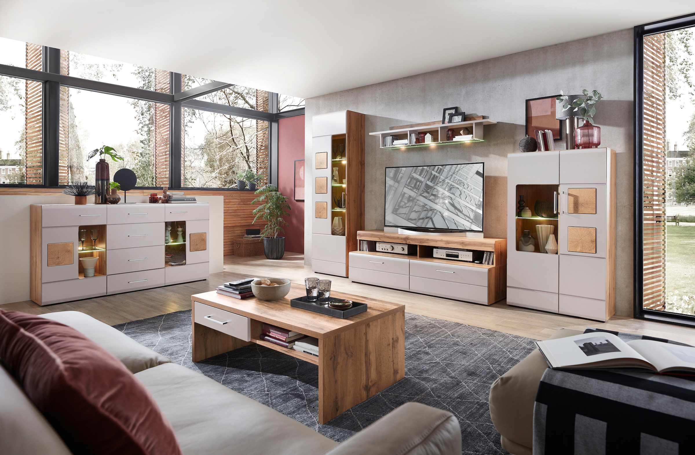Innostyle Sideboard »Sideboard SINFONIE, 170/94/40 cm BxHxT« 1 Stk. tlg. 2 türig, 4 Schubkästen, LED-Beleuchtung, Soft-Close