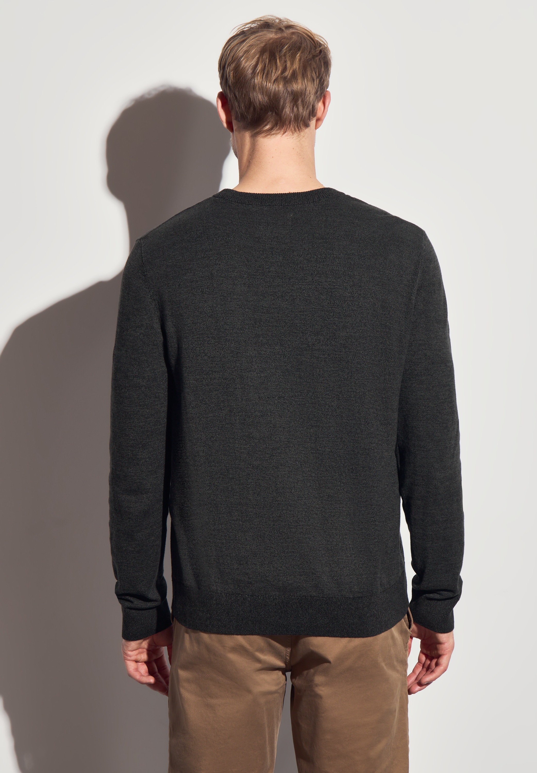 STREET ONE MEN Rundhalspullover, aus reiner Baumwolle