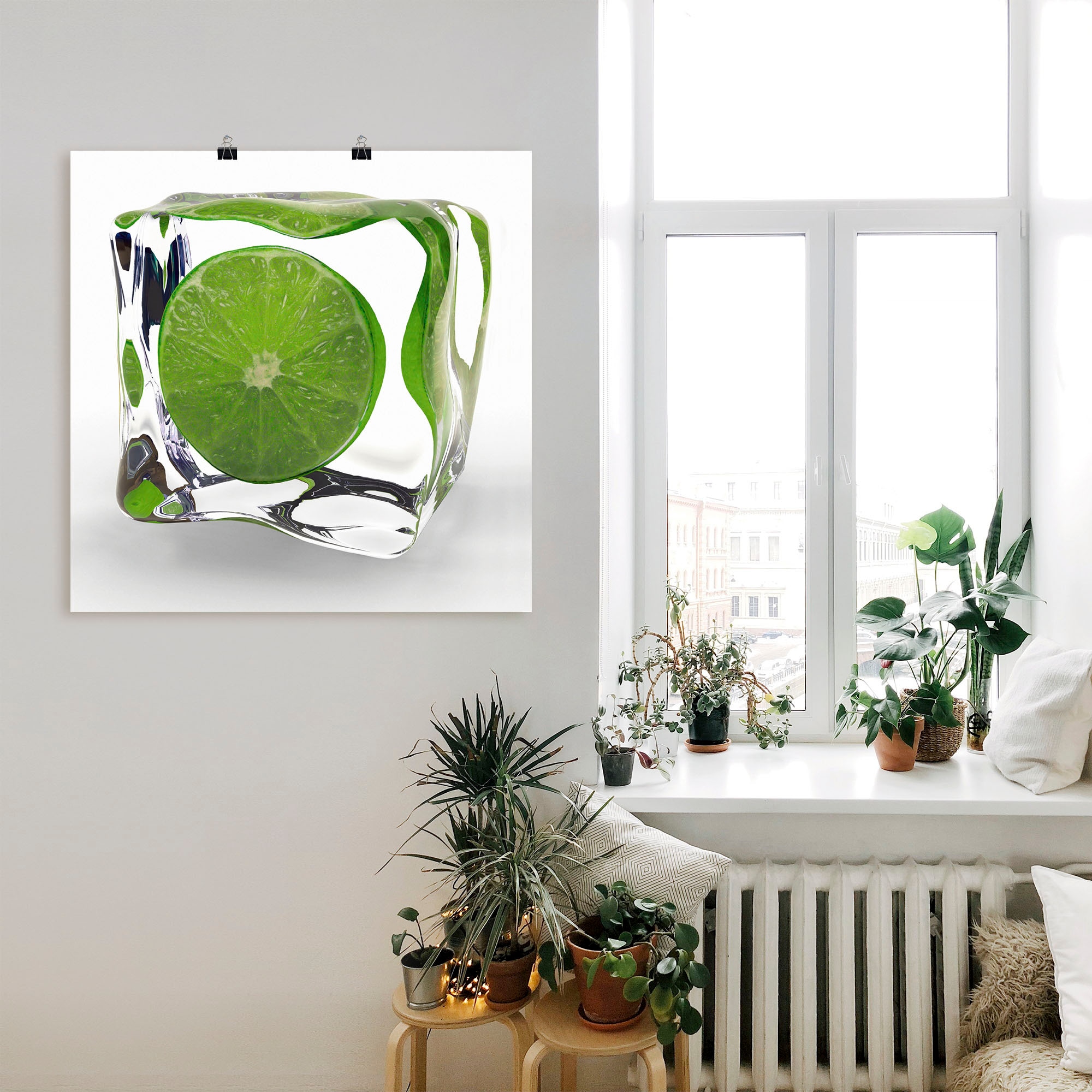 Artland Wandbild »Limette im Eiswürfel«, Lebensmittel, (1 St.), als Poster in verschied. Größen