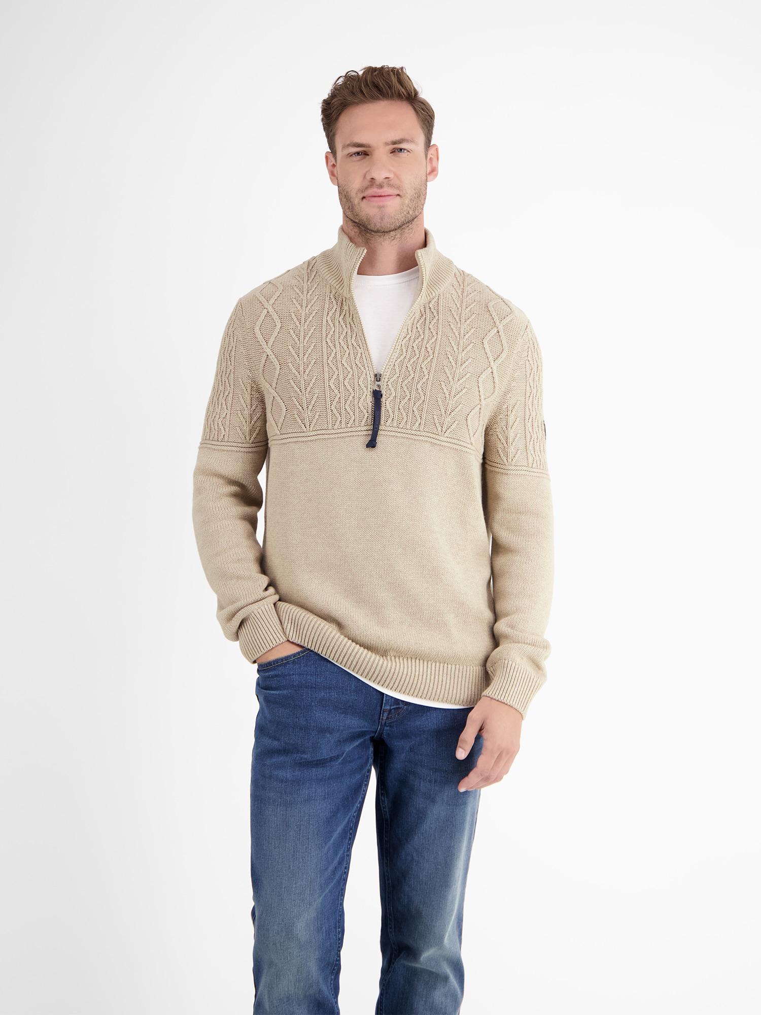 LERROS Strickpullover »LERROS Stricktroyer mit Cable-Muster«