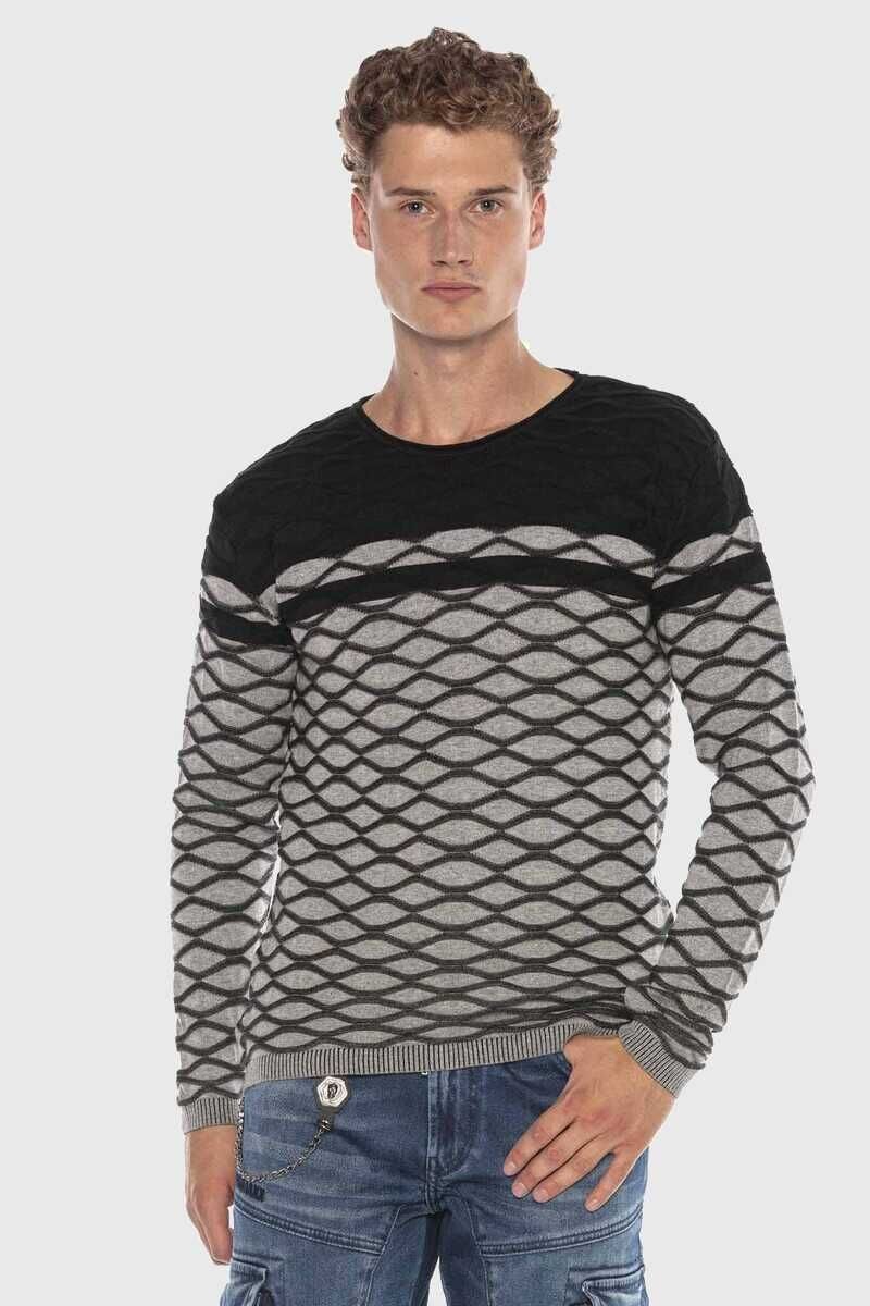 Cipo & Baxx Rundhalspullover "Pullover", 1 Stk. mit modernem Muster günstig online kaufen