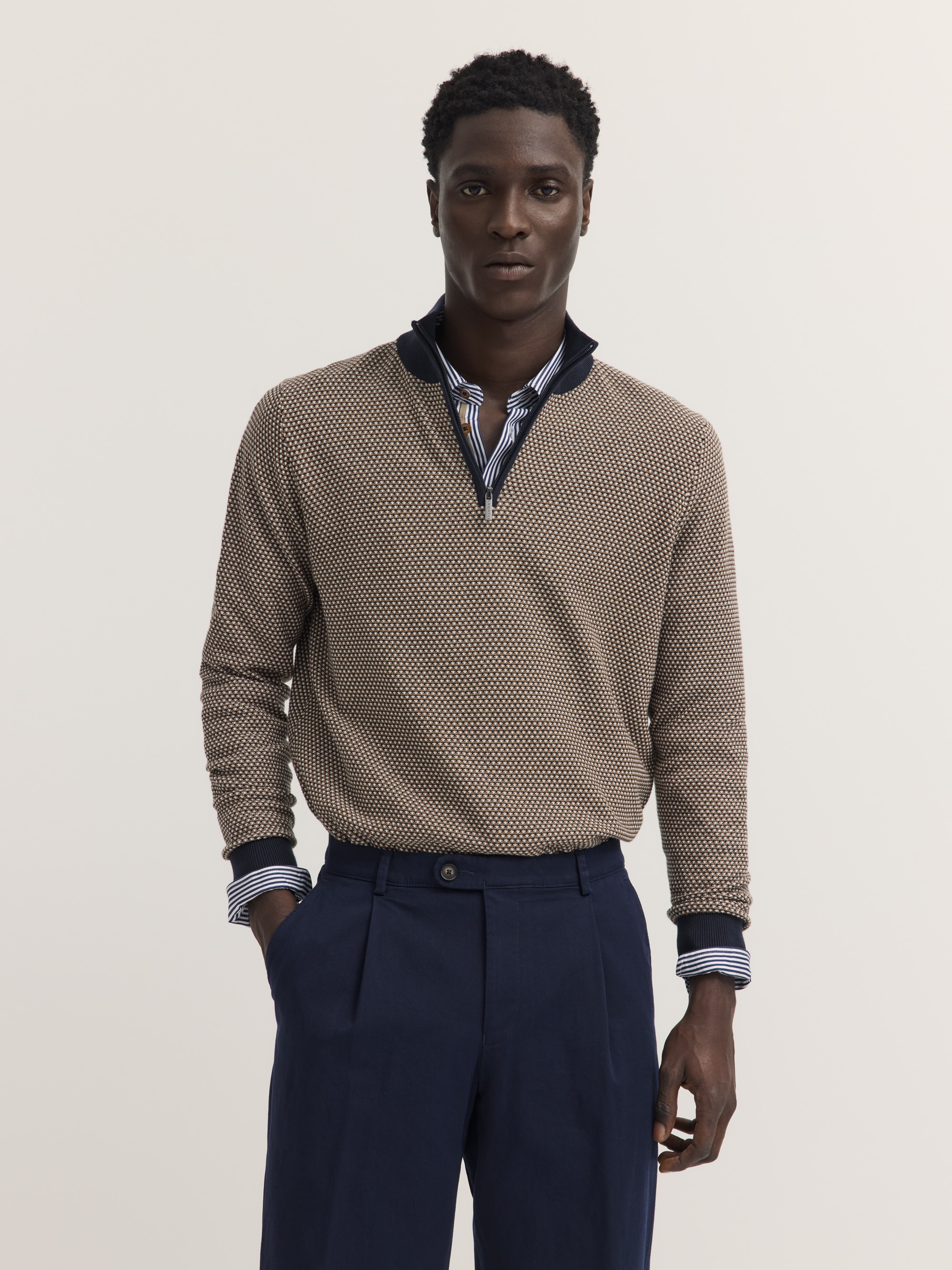 bugatti Troyer "Regular Fit" mit drei-farbiger Struktur günstig online kaufen