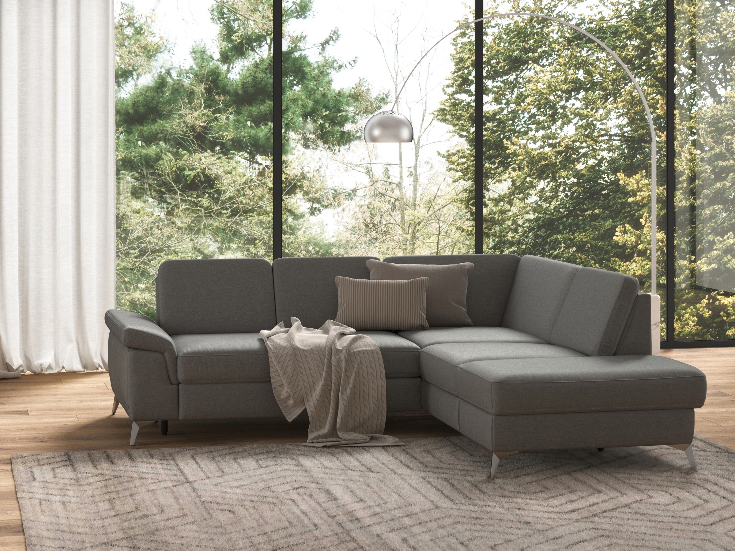 sit&more Ecksofa »Padua L-Form«, inklusive Sitztiefenverstellung, Armteilfunktion und Federkern