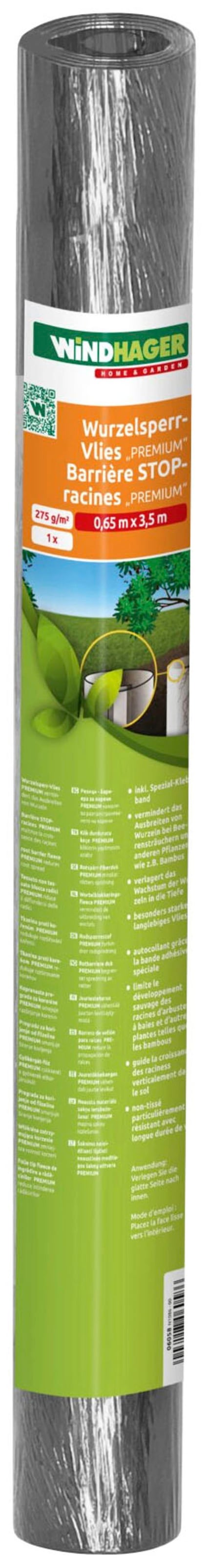 Windhager Unkrautvlies "Wurzelsperr-Vlies reißfest und langlebig" 1 Stk. tlg. Wurzelblocker schützt Asphaltflächen, 3,5 x 65 m, 275 g/m²