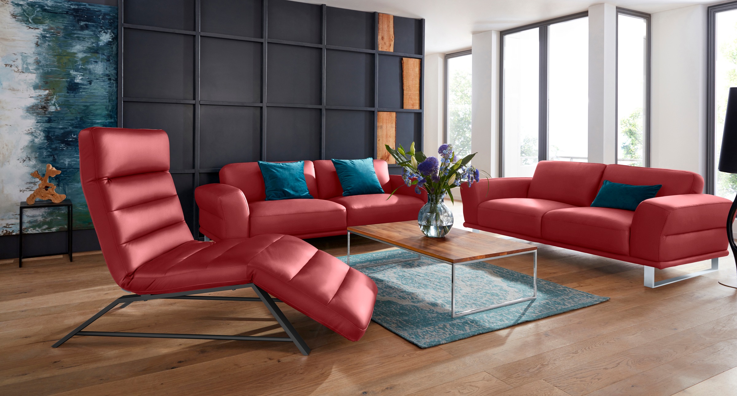 W.SCHILLIG 2,5-Sitzer »montanaa«, mit Metallkufen in Silber matt, Breite 212 cm