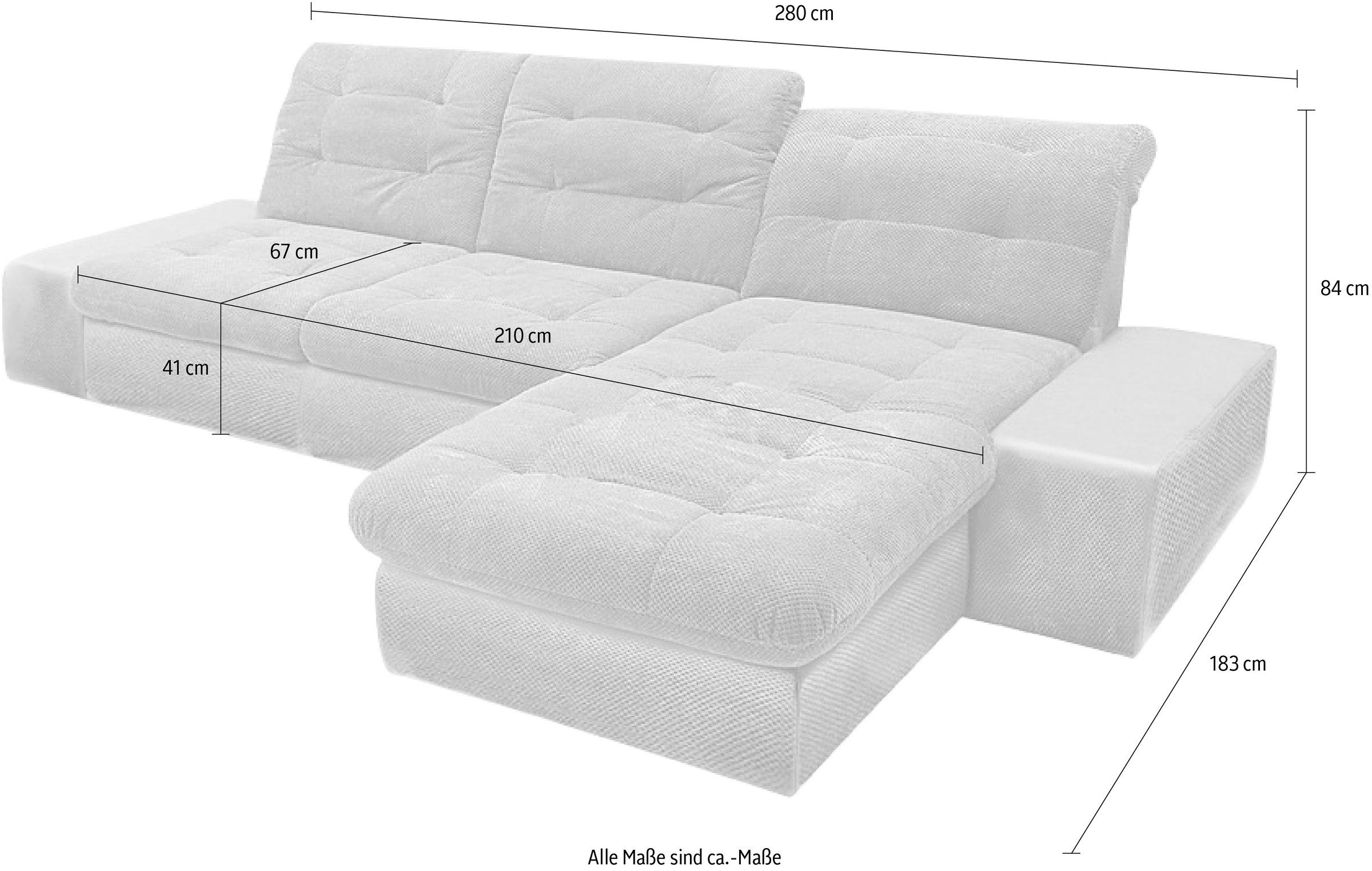 sit&more Ecksofa »Pale L-Form«, inklusive Kopfteilverstellung, wahlweise mit Bettfunktion