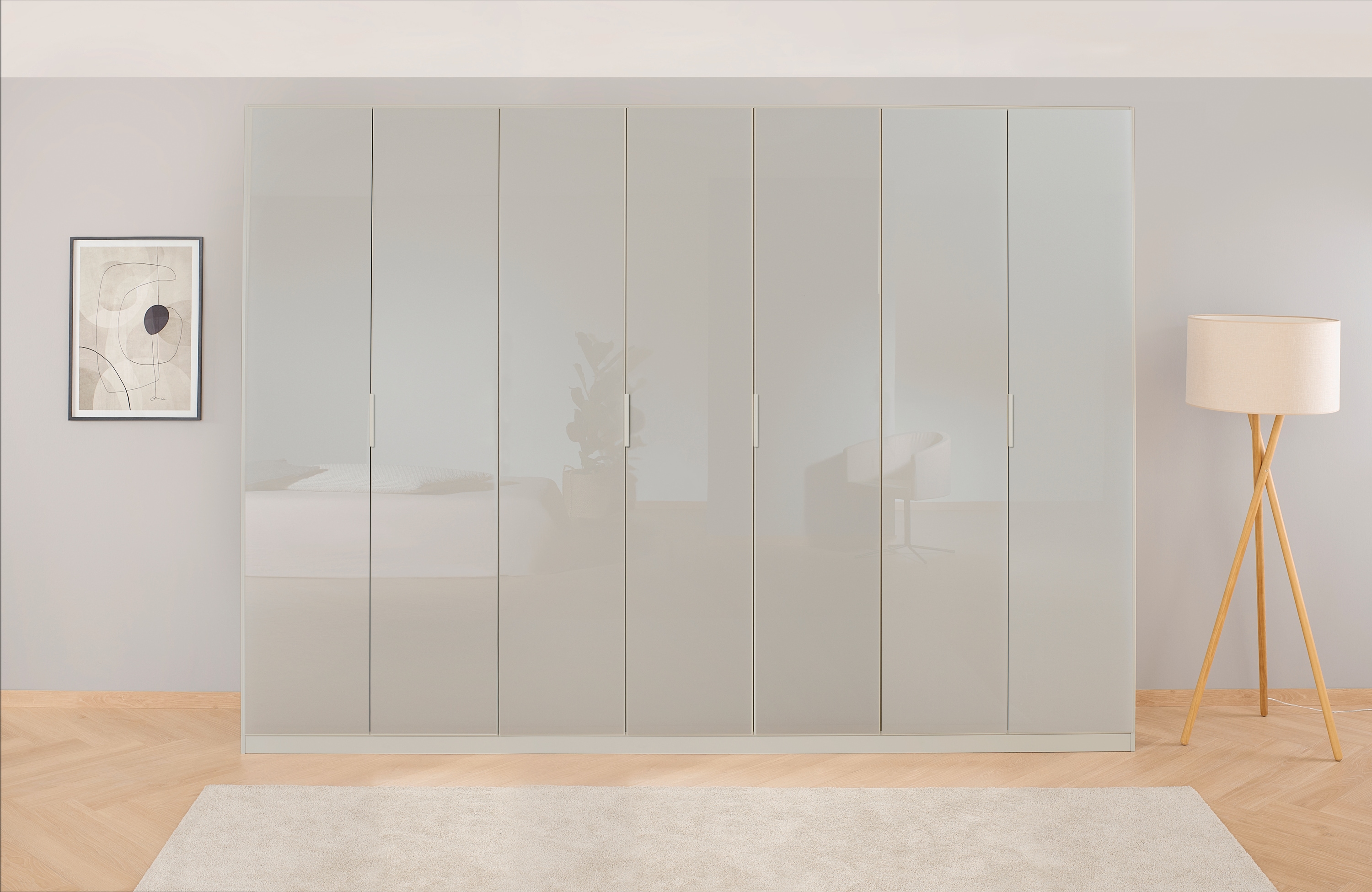 OTTO home "Mehrzweckschrank Aktenschrank Möbel Mietswohnung Schlafzimmer KOLUNA" Breiten 181/226/271/315 cm Höhen 210/229 cm, hochwertige Glas-Front, inkl. 2 Innenschubladen sowie extra Einlegeböden MADE IN GERMANY