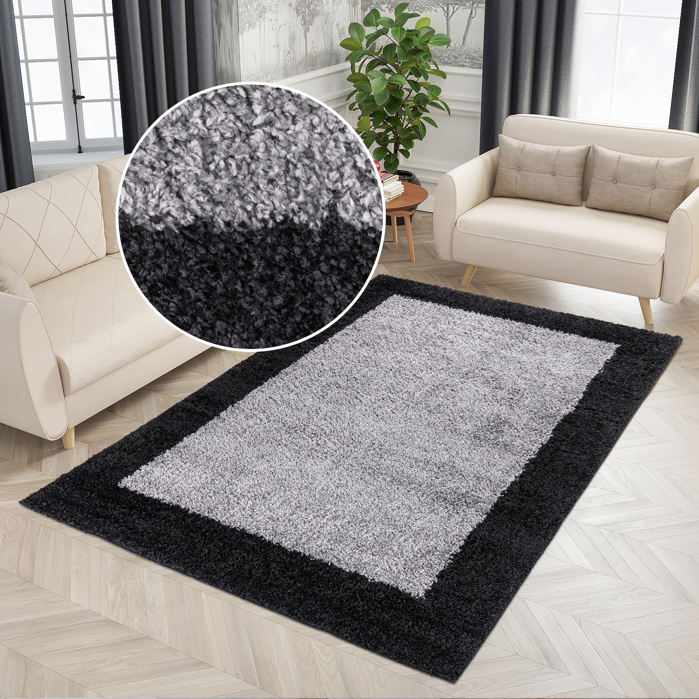 OTTO home Hochflor-Teppich "Liams" rechteckig 30 mm Höhe mit Bordüre, beson günstig online kaufen