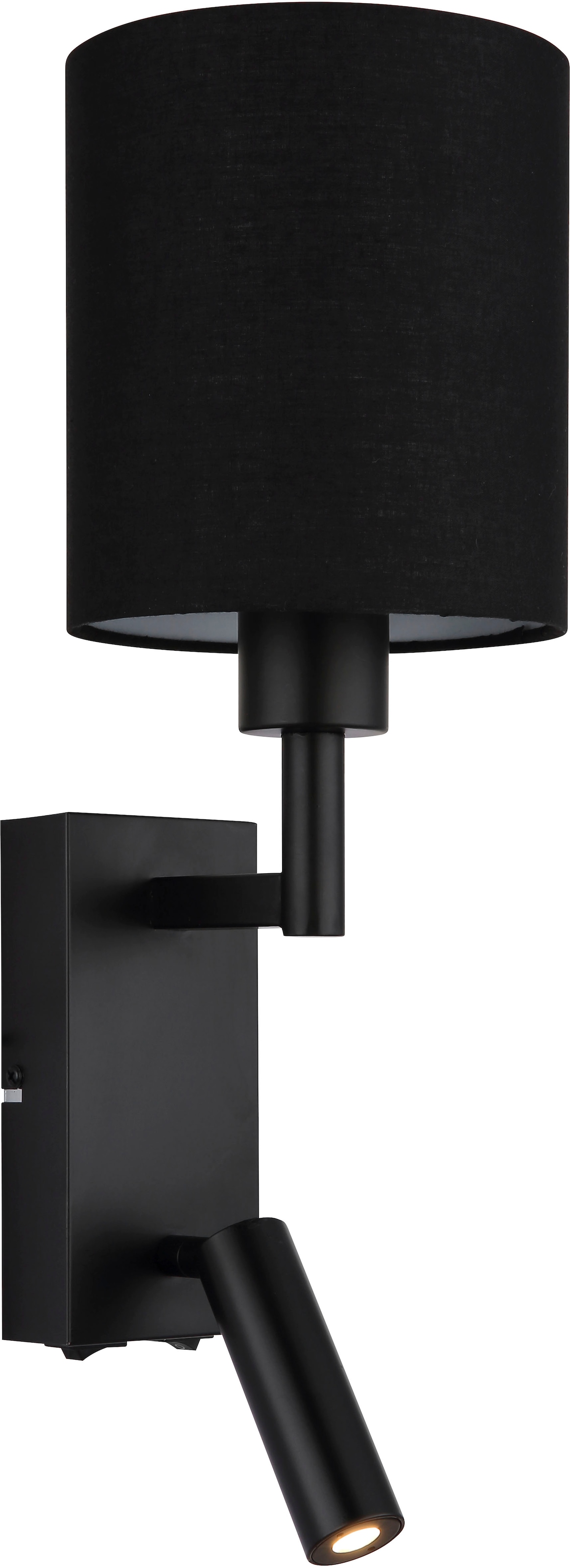 GLOBO LIGHTING Wandleuchte »ZAMORA« E27 1 Stk. Bewegliche Wandleuchte mit Textilschirm und LED