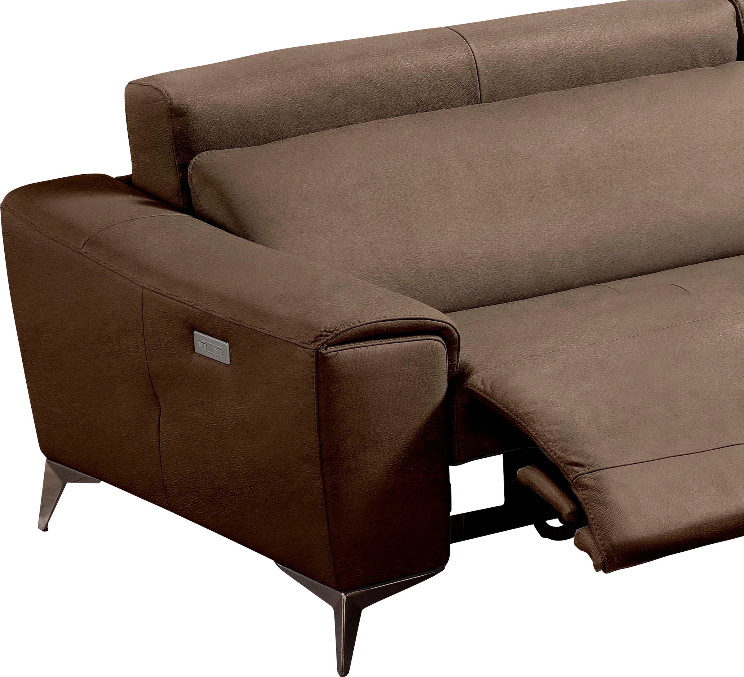 Egoitaliano Ecksofa »Suzette, Designsofa mit  hohem Sitzkomfort« mit Recamiere, inkl. 1 elektronischen Relaxfunktion, L-Form