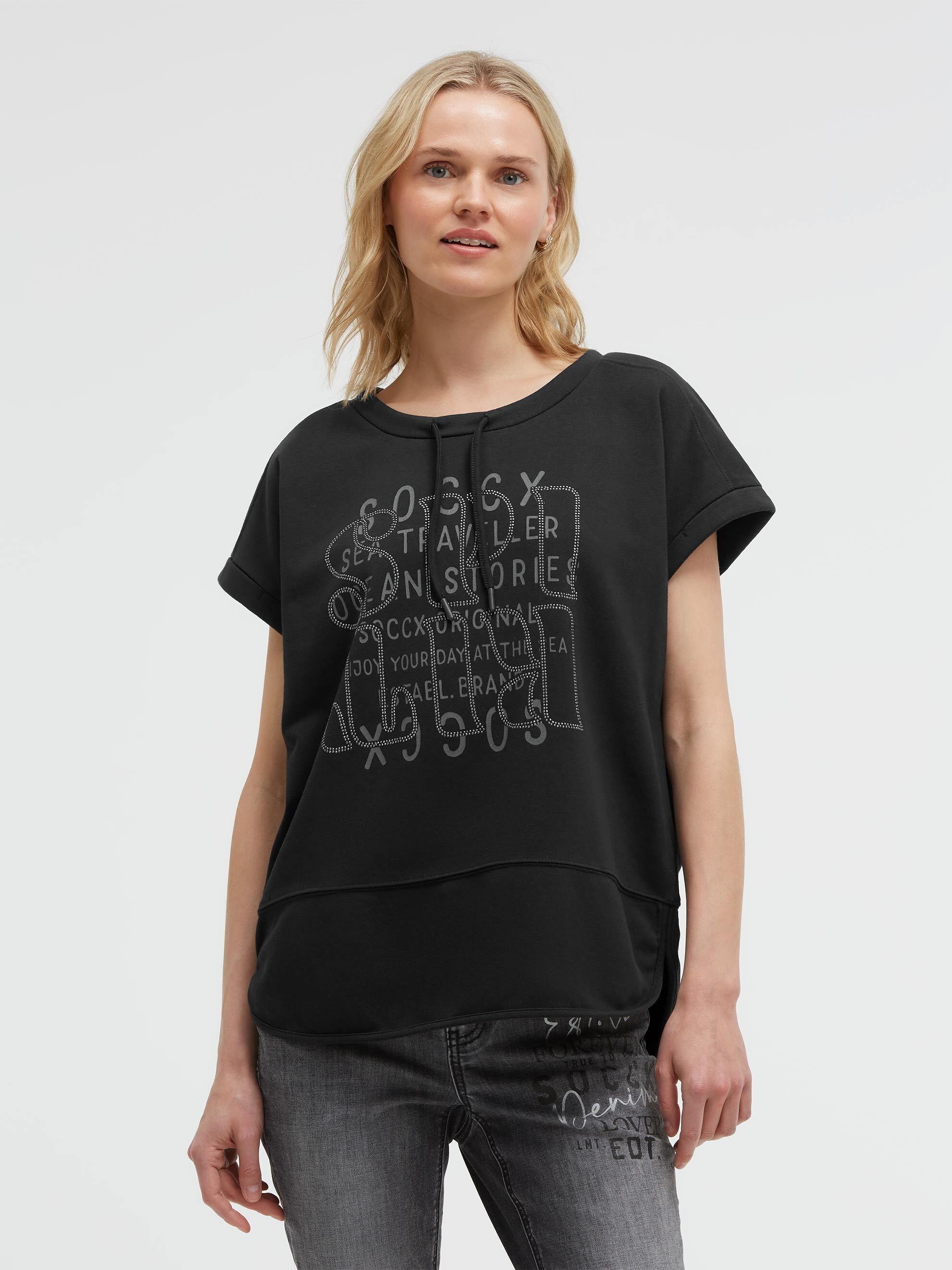 SOCCX Rundhalsshirt mit Seitenschlitze