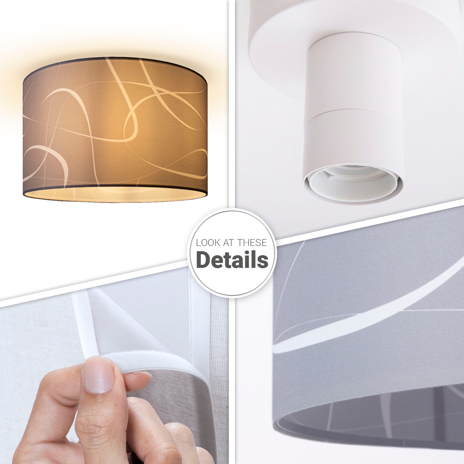 Paco Home Deckenleuchte »Hugo Tribal« E27 Deckenleuchte Stoff Schirmlampe Decke  Esszimmer Modern Abstrakt