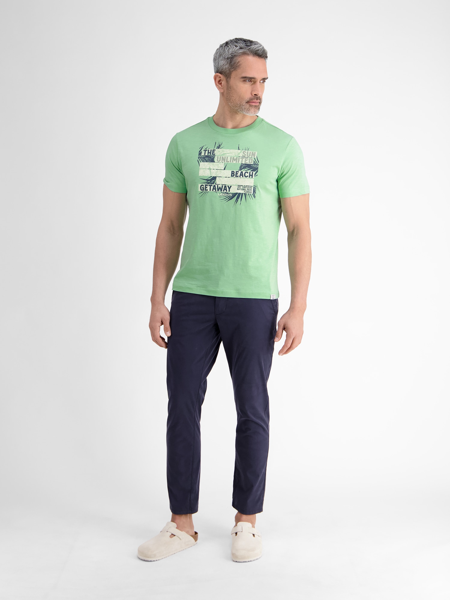 LERROS T-Shirt »LERROS Herren T-Shirt mit sommerlichem Brustprint«