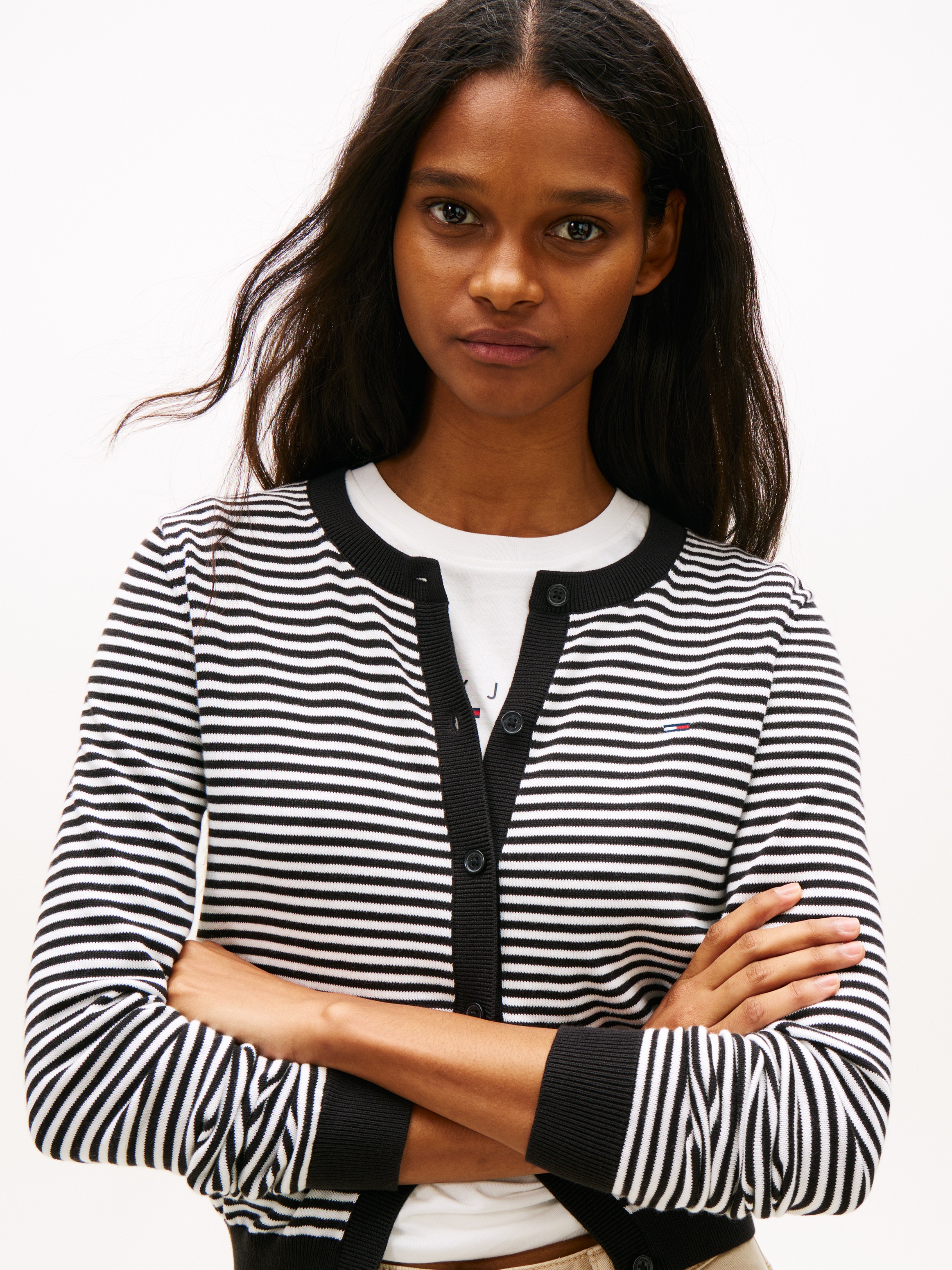 Tommy Jeans Strickjacke "TJW ESSENTIAL CREW NECK CARDIGAN" Baumwolle günstig online kaufen