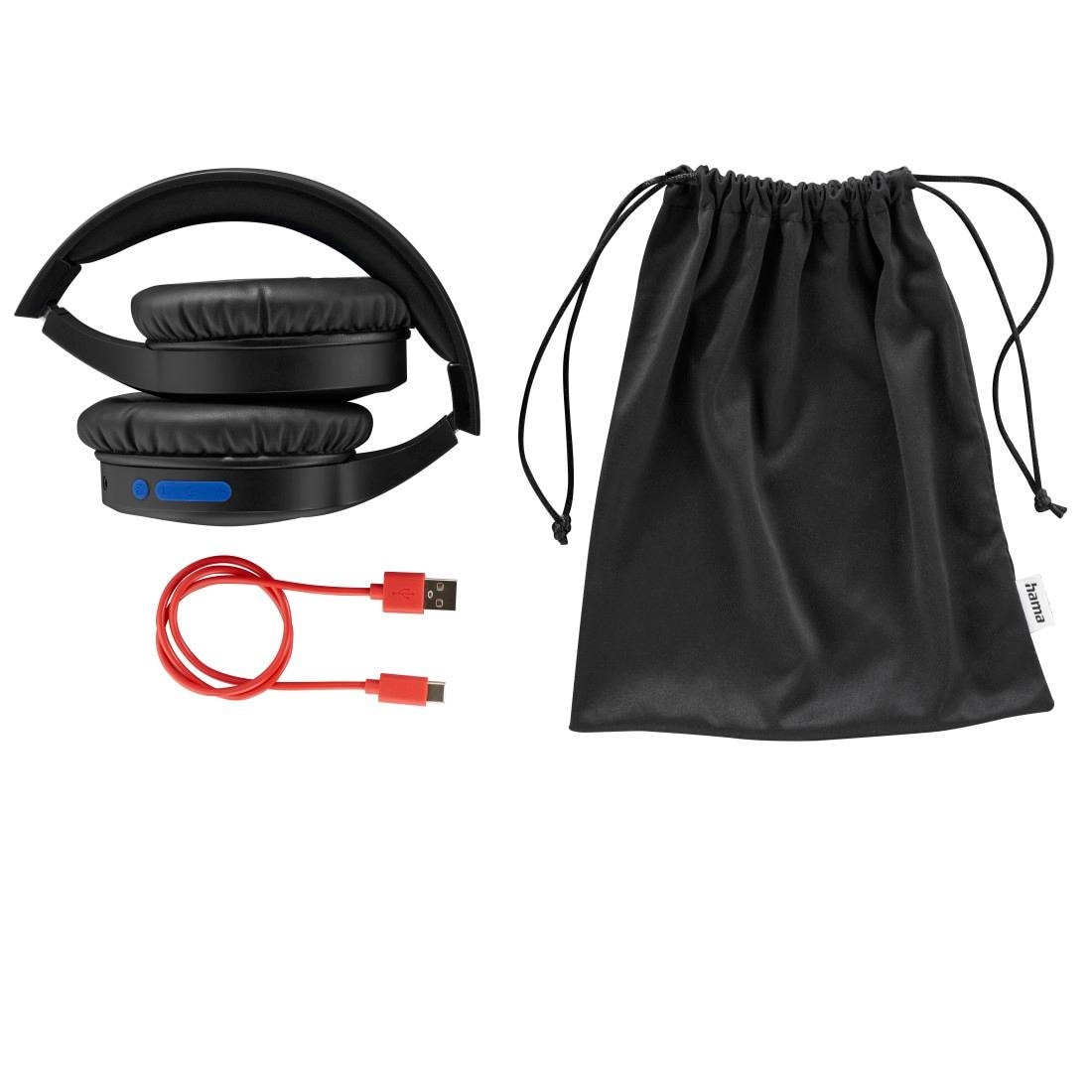 Hama Bluetooth-Kopfhörer »Bluetooth®Kopfhörer kabellos, schwarz, Over-Ear, integriertes Mikrofon«, A2DP Bluetooth-AVRCP Bluetooth-HFP, Active Noise Cancelling (ANC)-Geräuschisolierung, Aktive Geräuschreduzierung, Siri und Google Assistant, faltbar