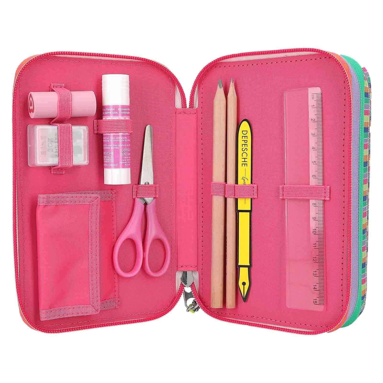 Thumbnail - Depesche Buntstift "3-Fach Federtasche mit Stifte TOPModel 20,5 x 14,3 cm pink"