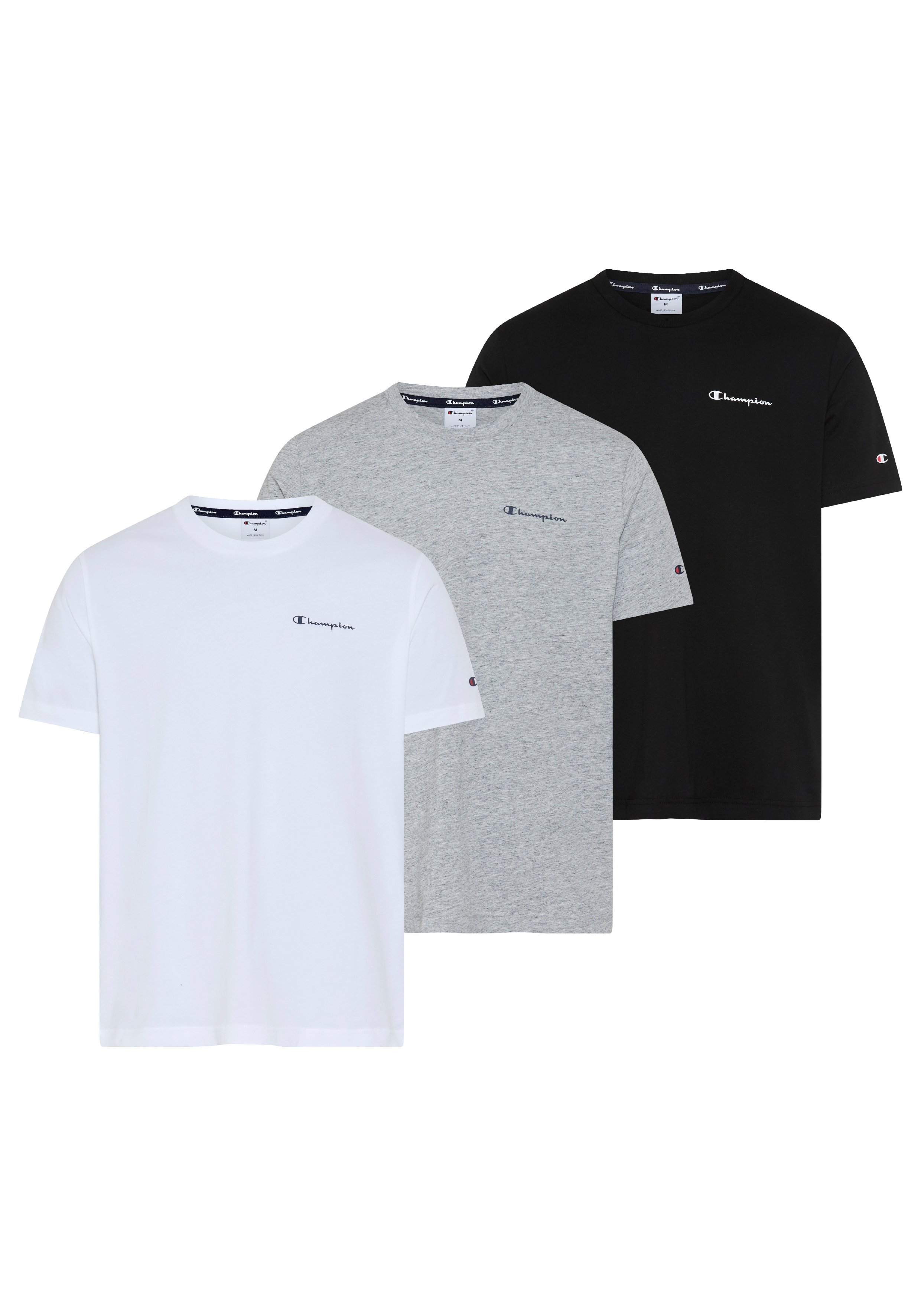 Champion T-Shirt mit Rundhalsausschnitt, Kurzarm, aus Baumwolle, gerader Abschluss