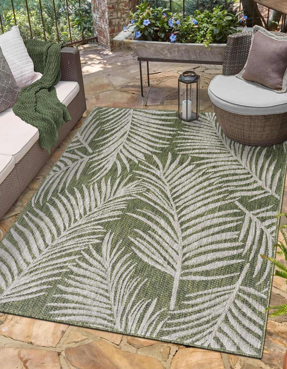 Myflair Möbel & Accessoires Outdoorteppich "Autumn" rechteckig 8 mm Höhe Wendeteppich, Blätter Motiv, Outdoor geeignet, Balkon, Terrasse