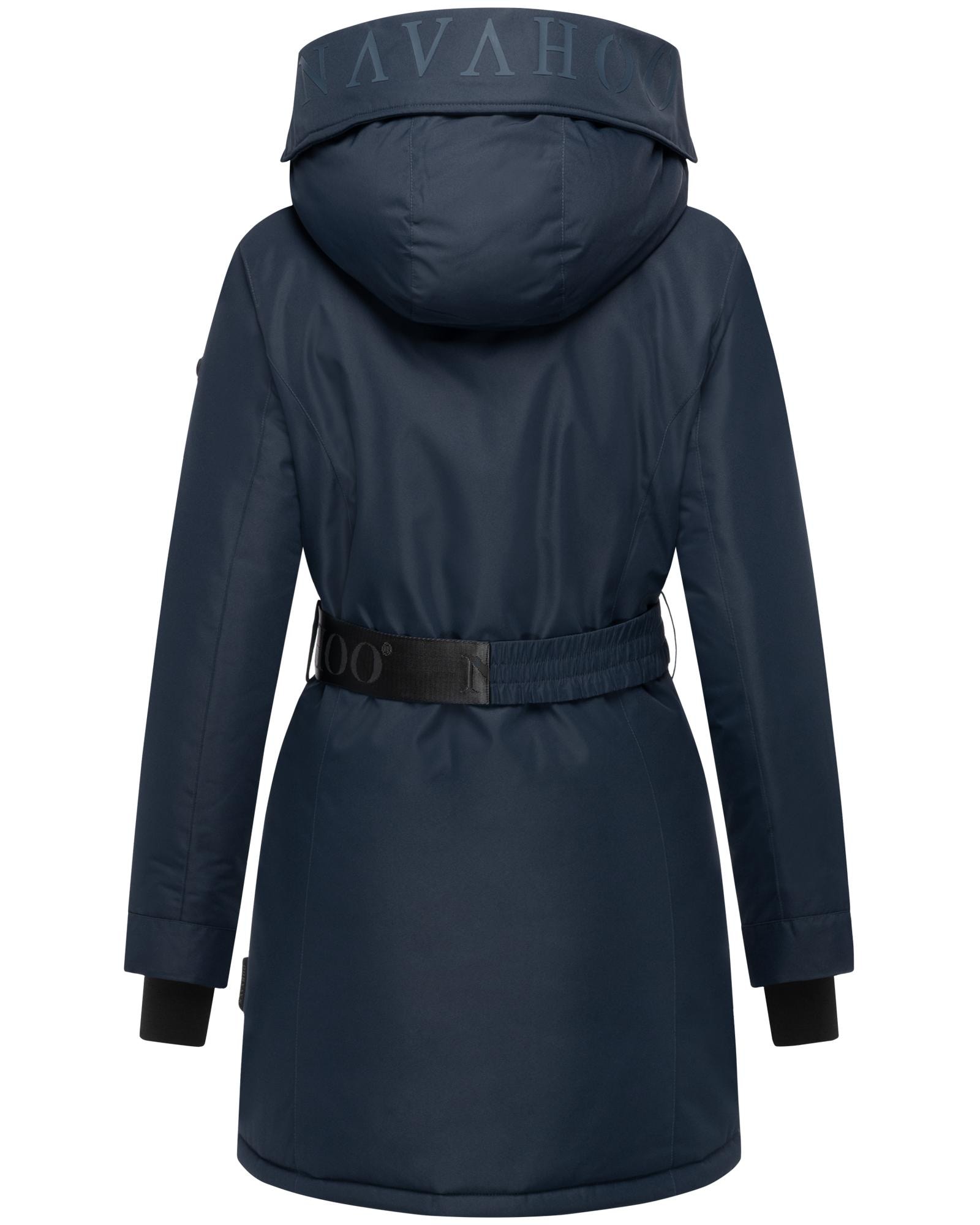 Navahoo Wintermantel »Frostkuss 14«, Warmer Damen Mantel mit abnehmbarer Kapuze und Taillengürtel