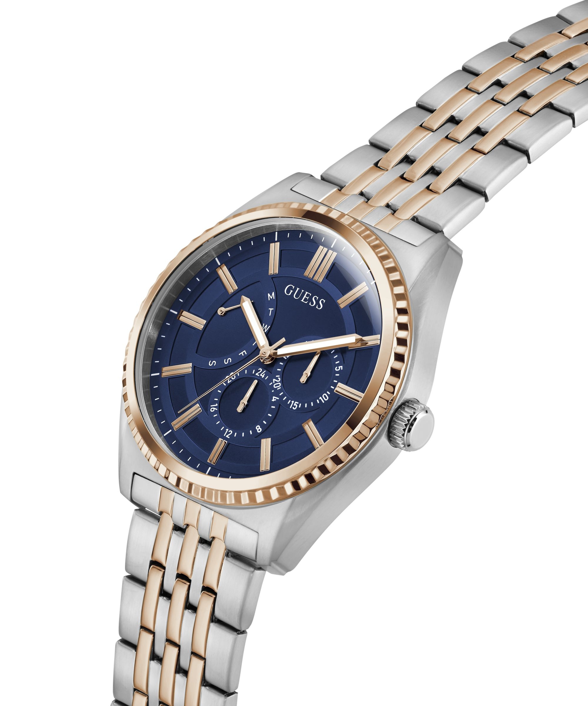 Guess Multifunktionsuhr »CAMDEN« Quarzuhr, Armbanduhr, Herrenuhr, Edelstahlarmband, analog, Wochentag