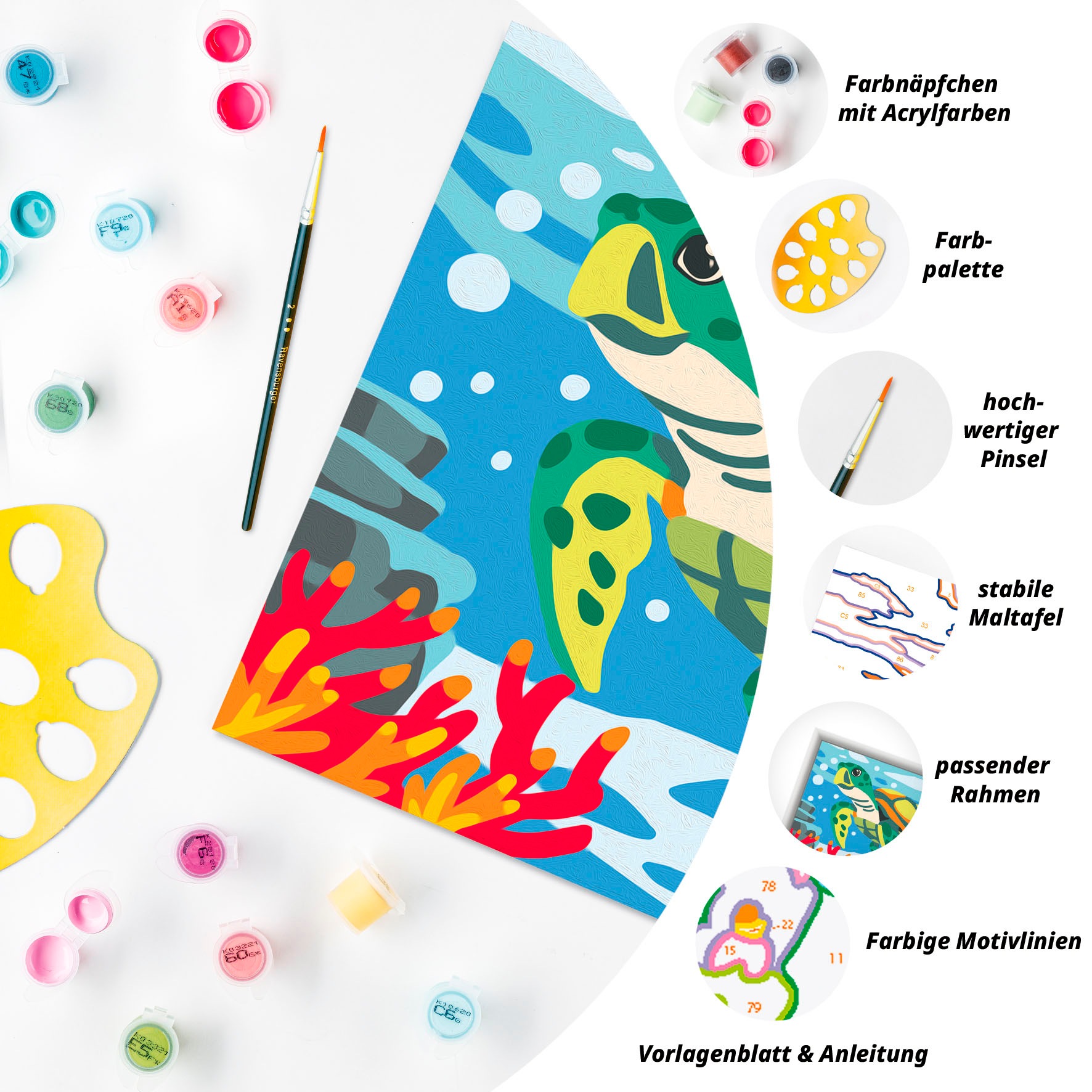 Ravensburger Malen nach Zahlen »CreArt, Meeresschildkröte«, Made in Europe