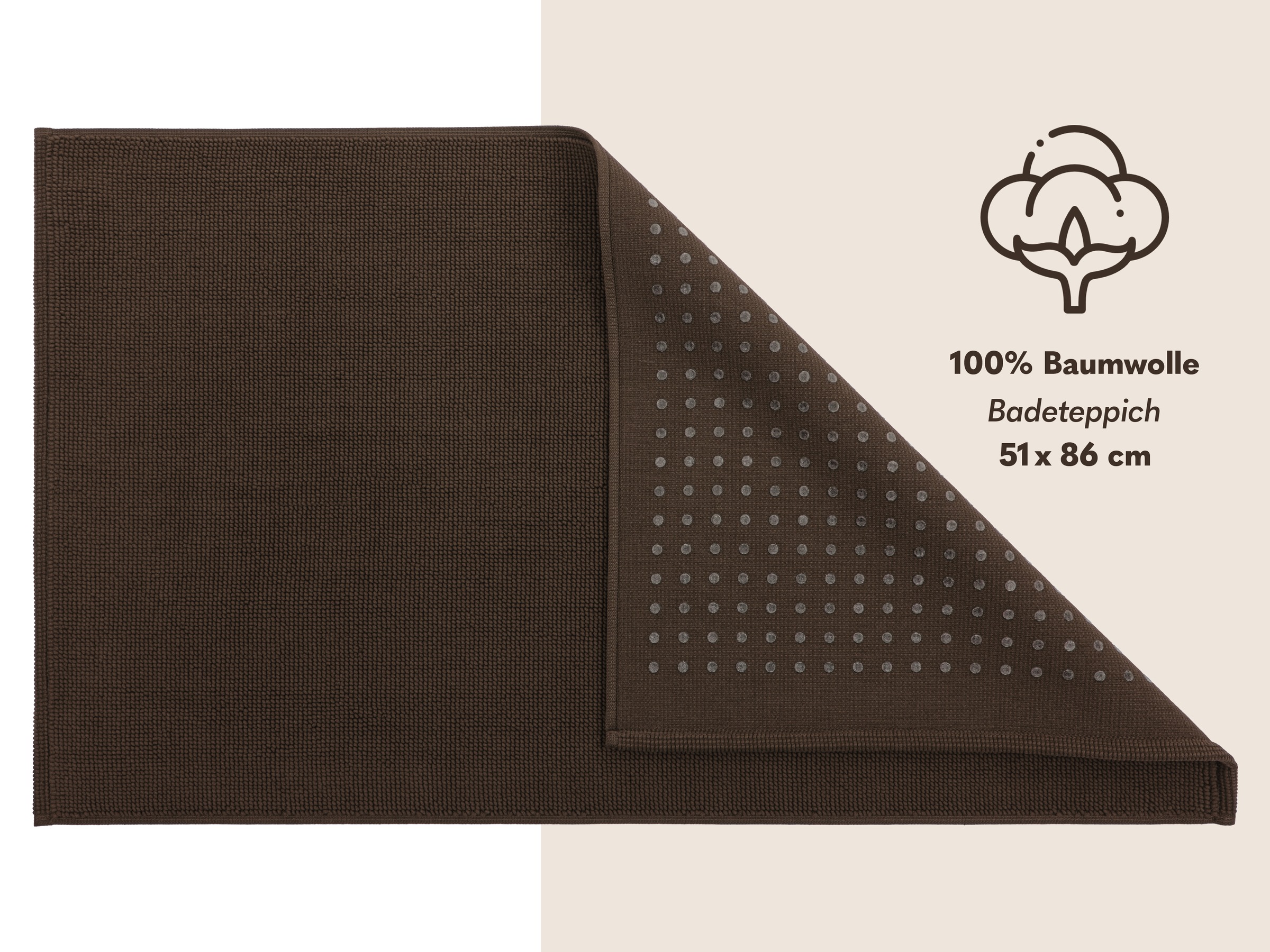 Thumbnail - HAMMETEX Badematte "rutschfeste Badvorleger" Höhe 7,5 mm rutschhemmend beschichtet strapazierfähig einfarbig, 100% Baumw...