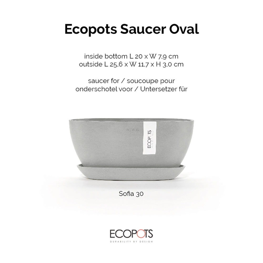 ECOPOTS Blumentopfuntersetzer »SAUCER OVAL White Grey« BxTxH: 11,7x11,7x3 cm